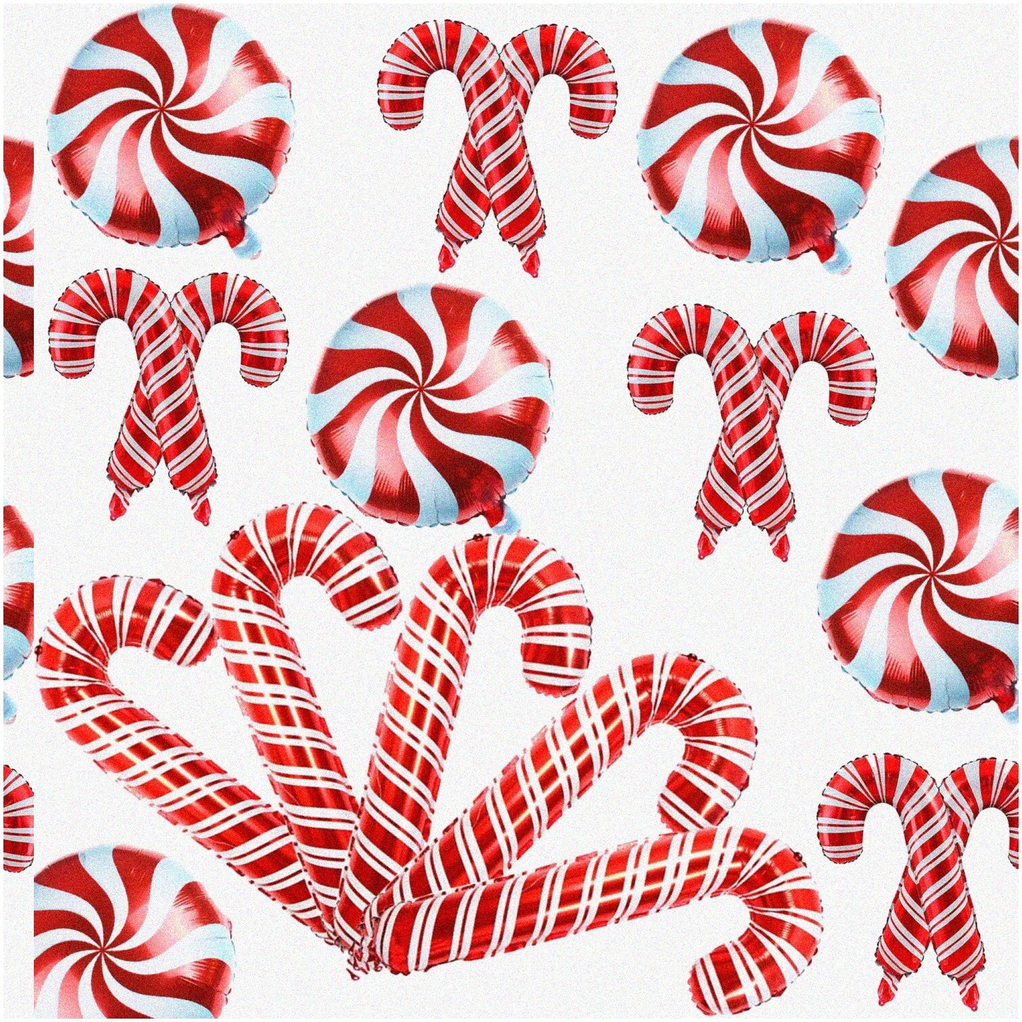 Candyland Swirl Balloon Set 21 Mylar Balloons Red White