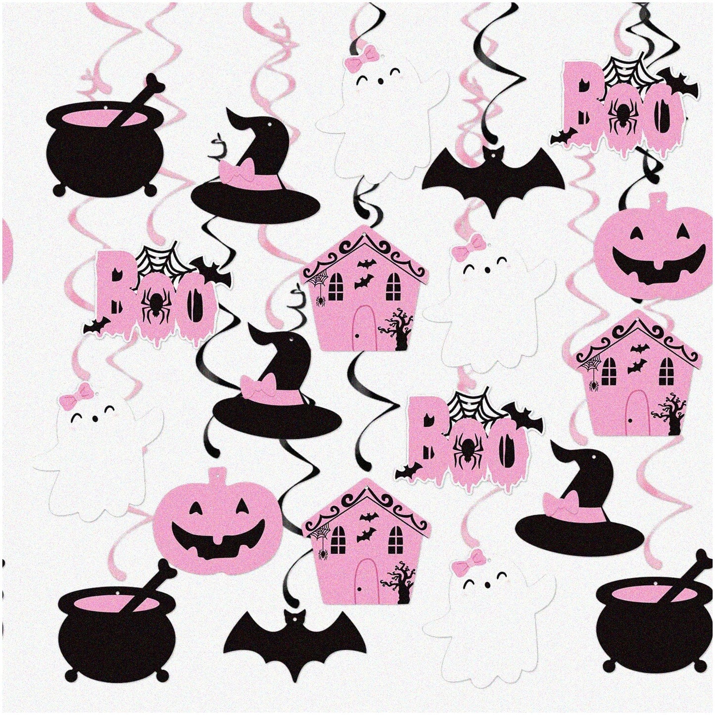 Pink Ghost Hanging Swirls 20Pcs Baby Shower Decorations
