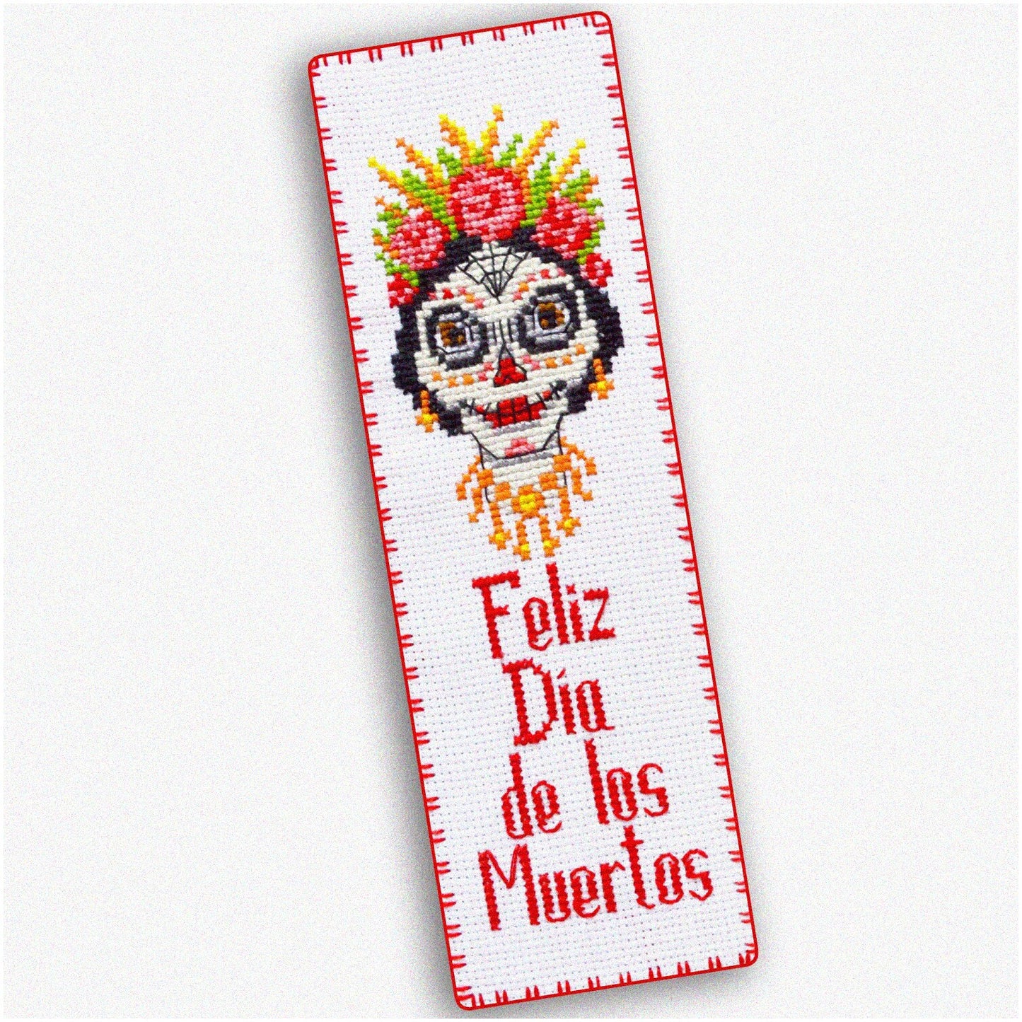 DIY Day of the Dead Bookmark Kit with Aida Canvas and Presorted Floss