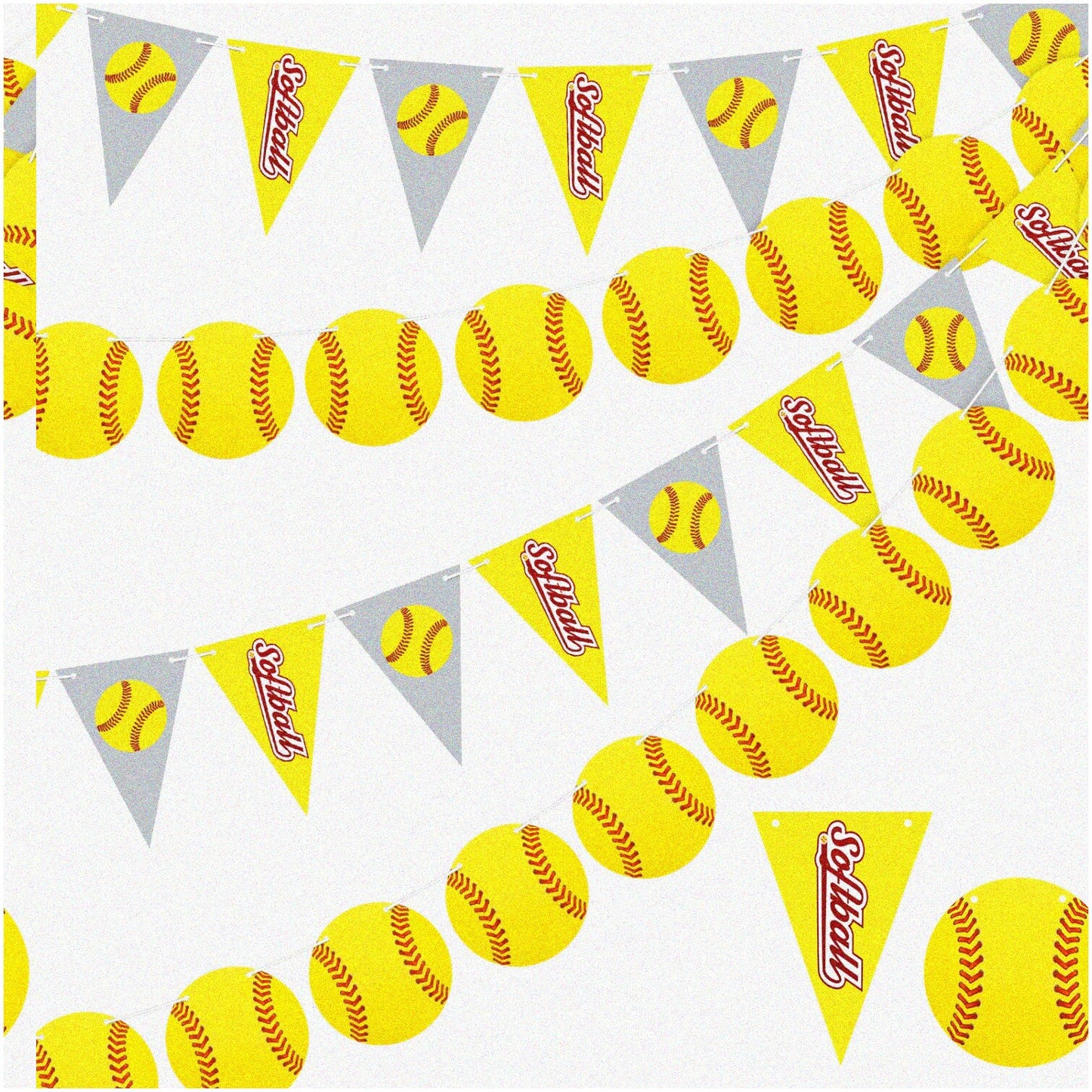 Softball Party Decor Set 4-Piece Banner Bunting Garlands