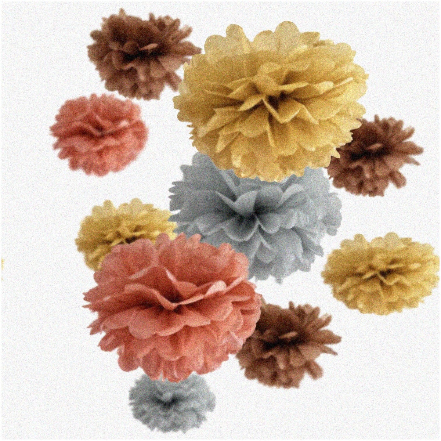 White Gold Celebration Kit with Paper Lanterns, Pom Poms, Honeycomb Balls
