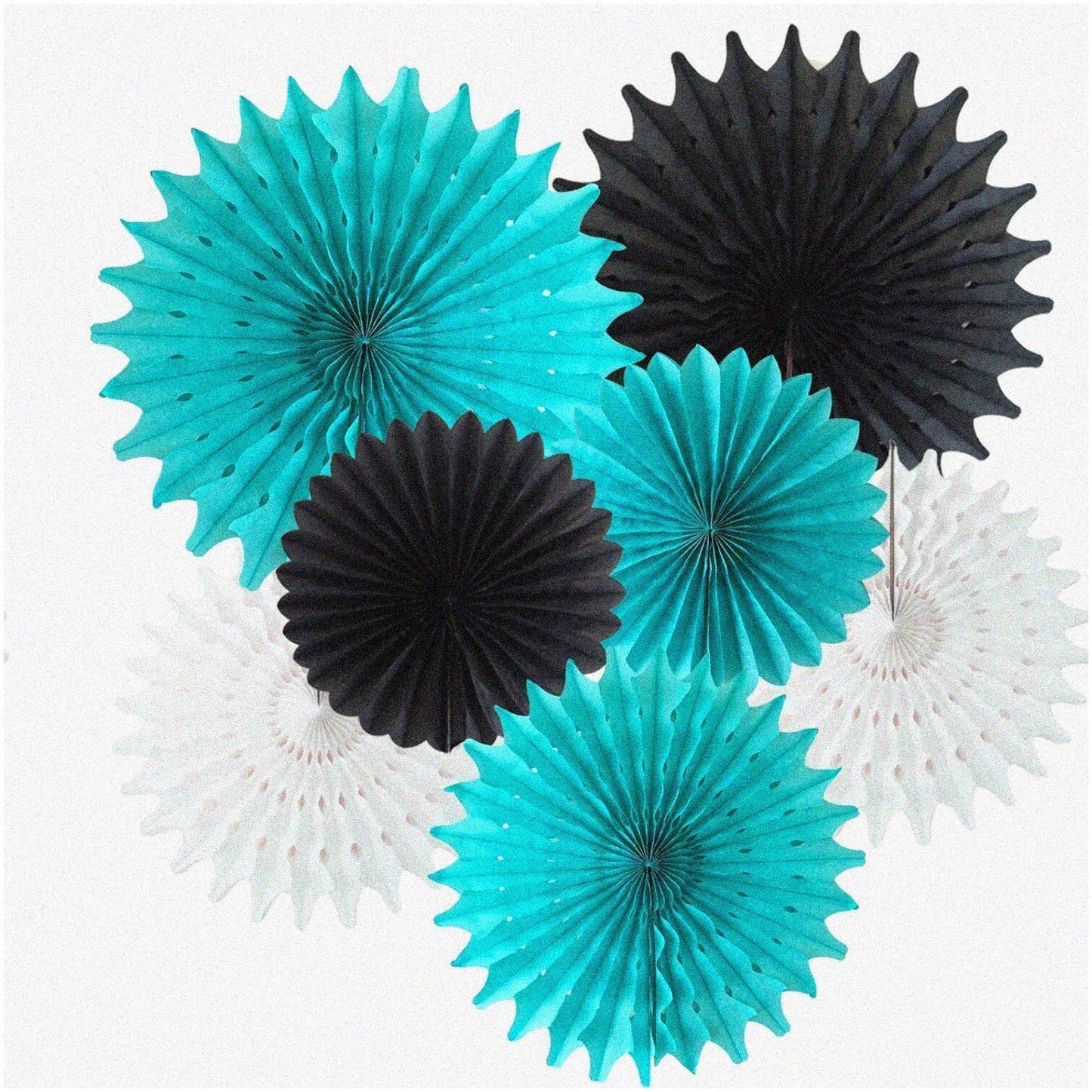 Teal Paper Fans Assorted Sizes for Events