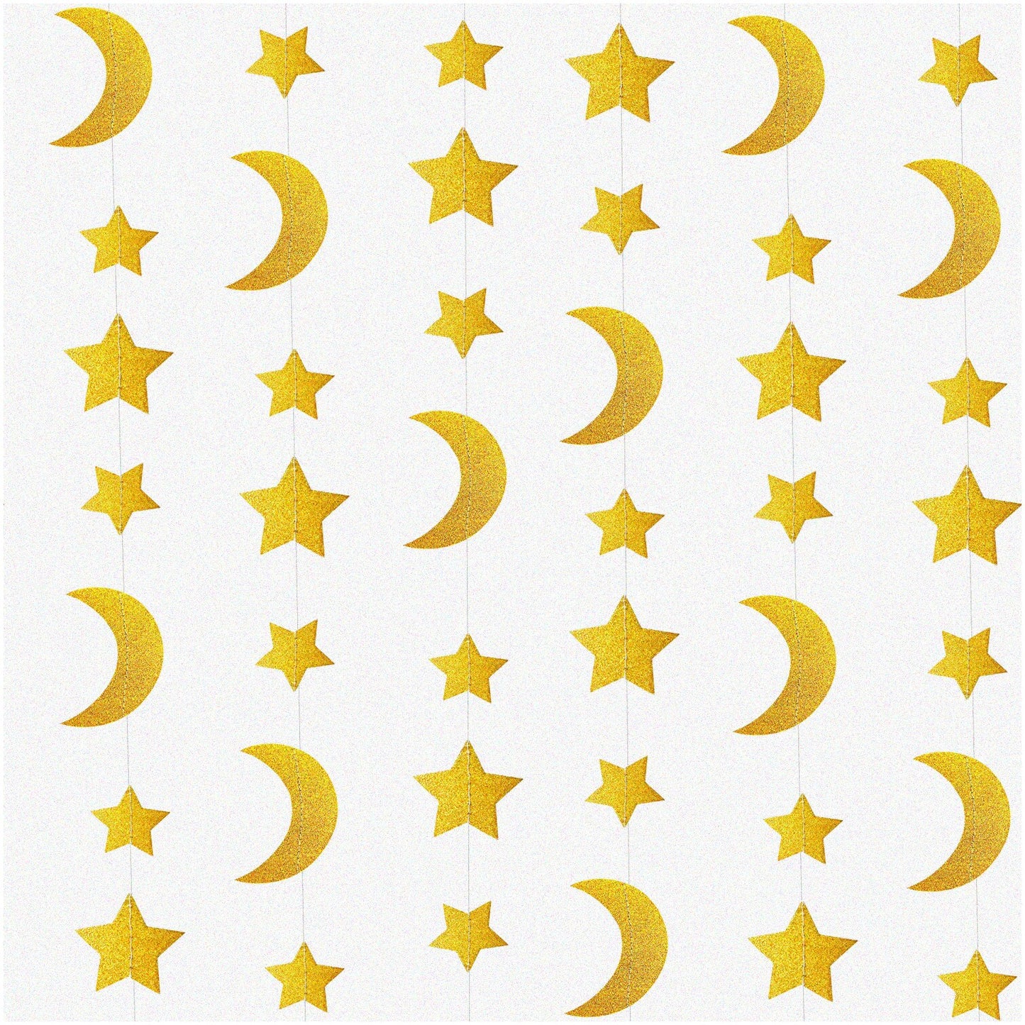29ft Glitter Gold Celestial Star and Moon Garland