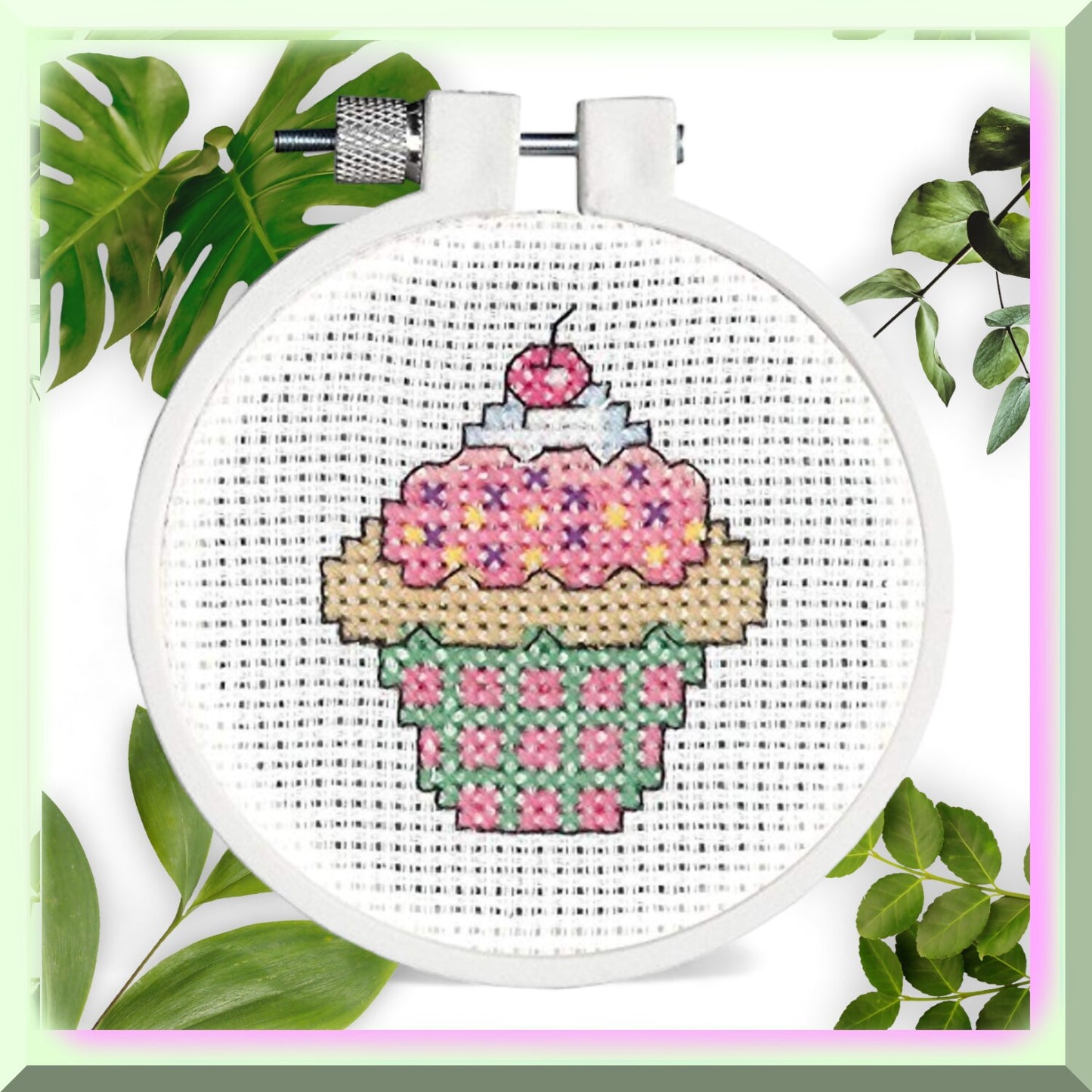Mini Cross Stitch Kit for Kids - 3 Inch Round, 11 Count