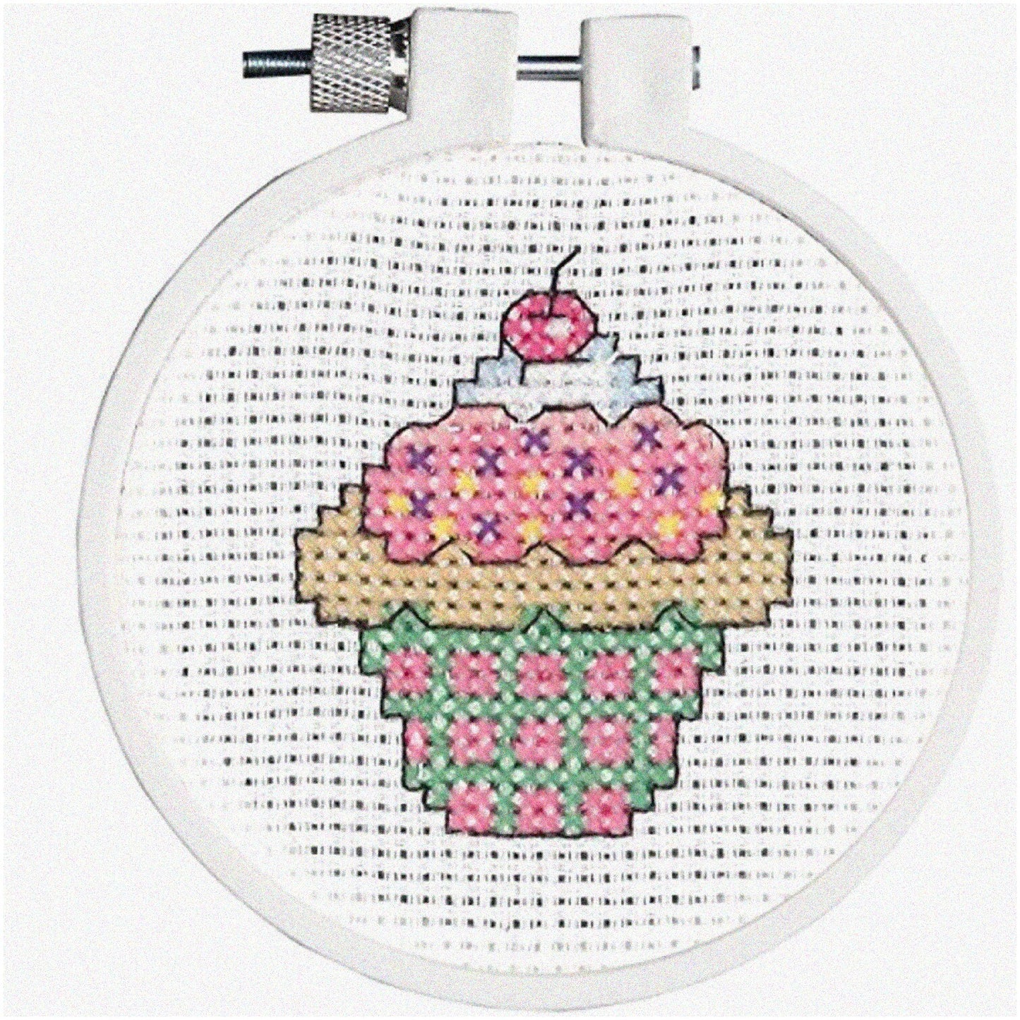 Mini Cross Stitch Kit for Kids - 3 Inch Round, 11 Count