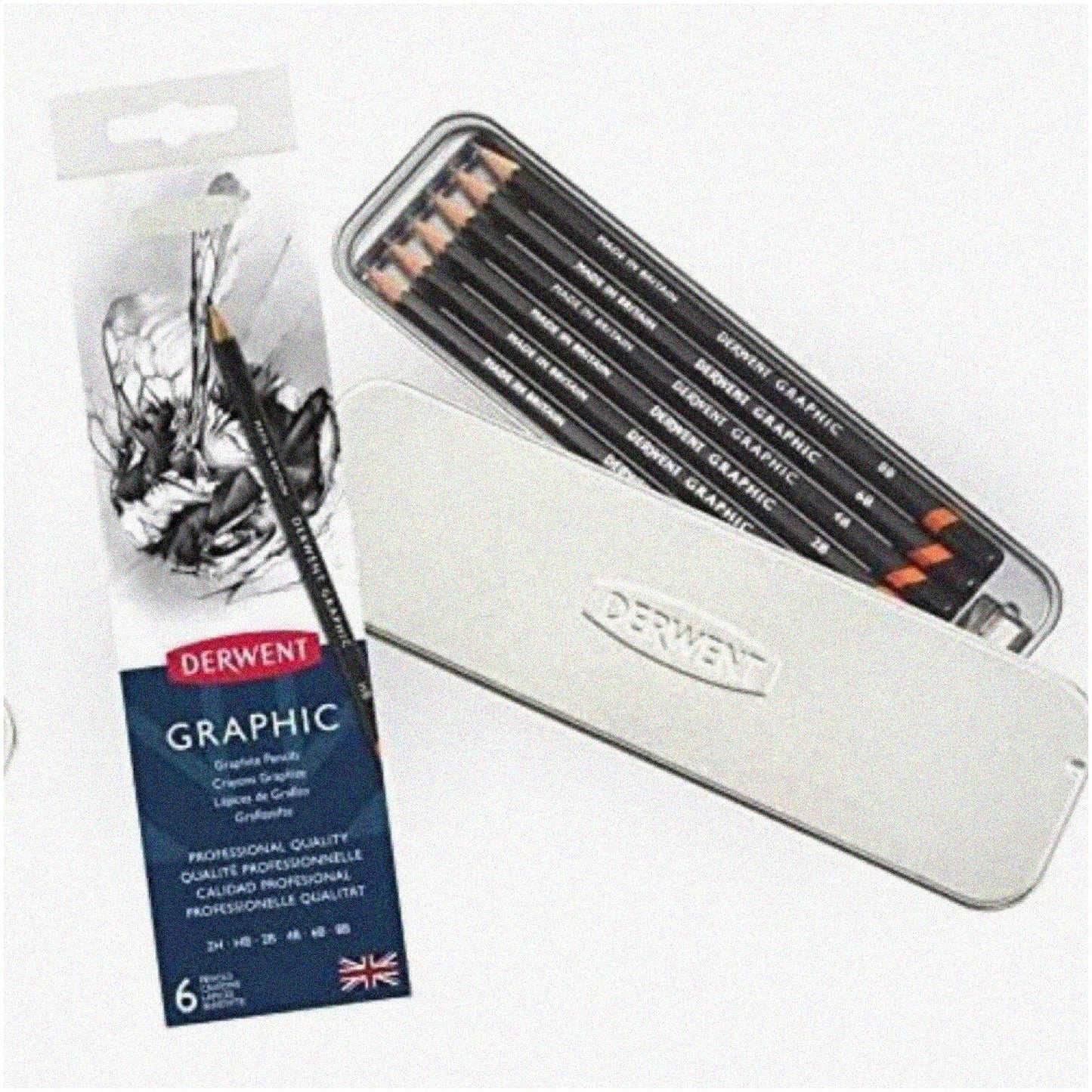 Vibrant Graphic Pencils Set with Sharpener, 6 Assorted Colors