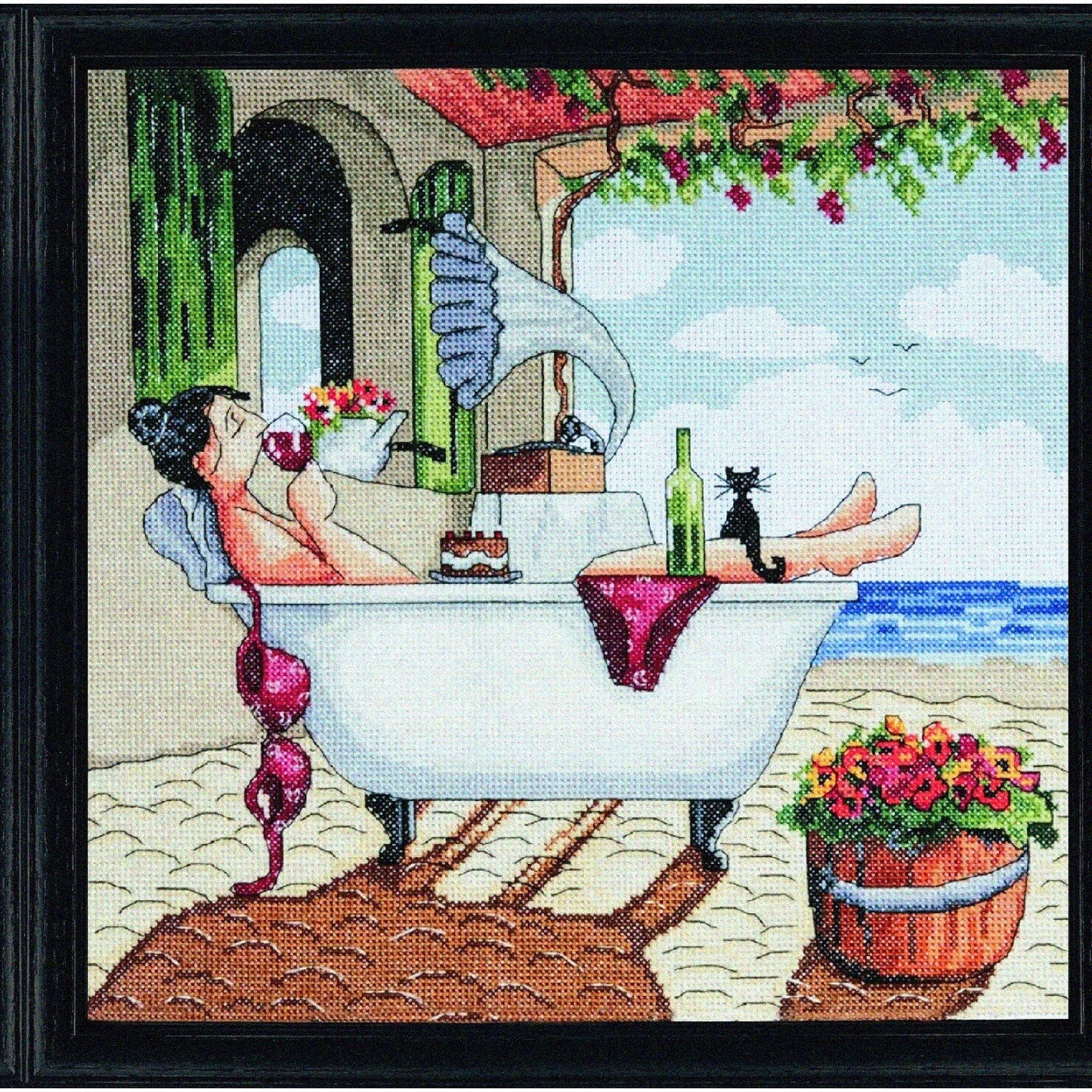 Cross Stitch Kit with 14 Count White Aida and Embroidery Floss