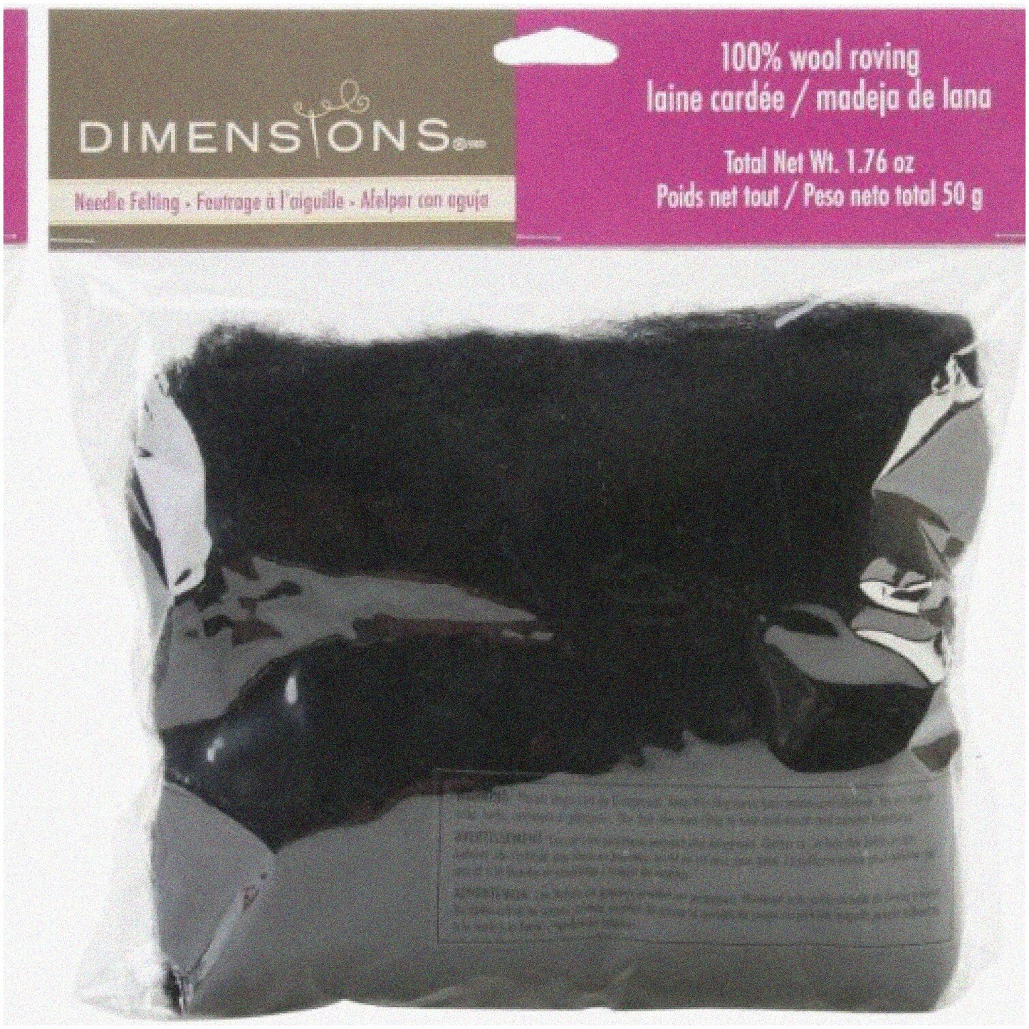 Black Wool Roving Roll for Needle Felting Crafting