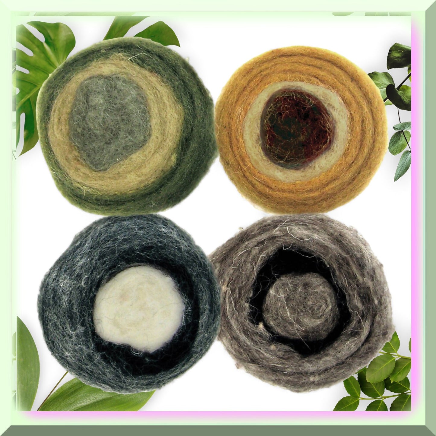 Earth Tone Roving Rolls for Needle Felting in 12 Neutral Colors