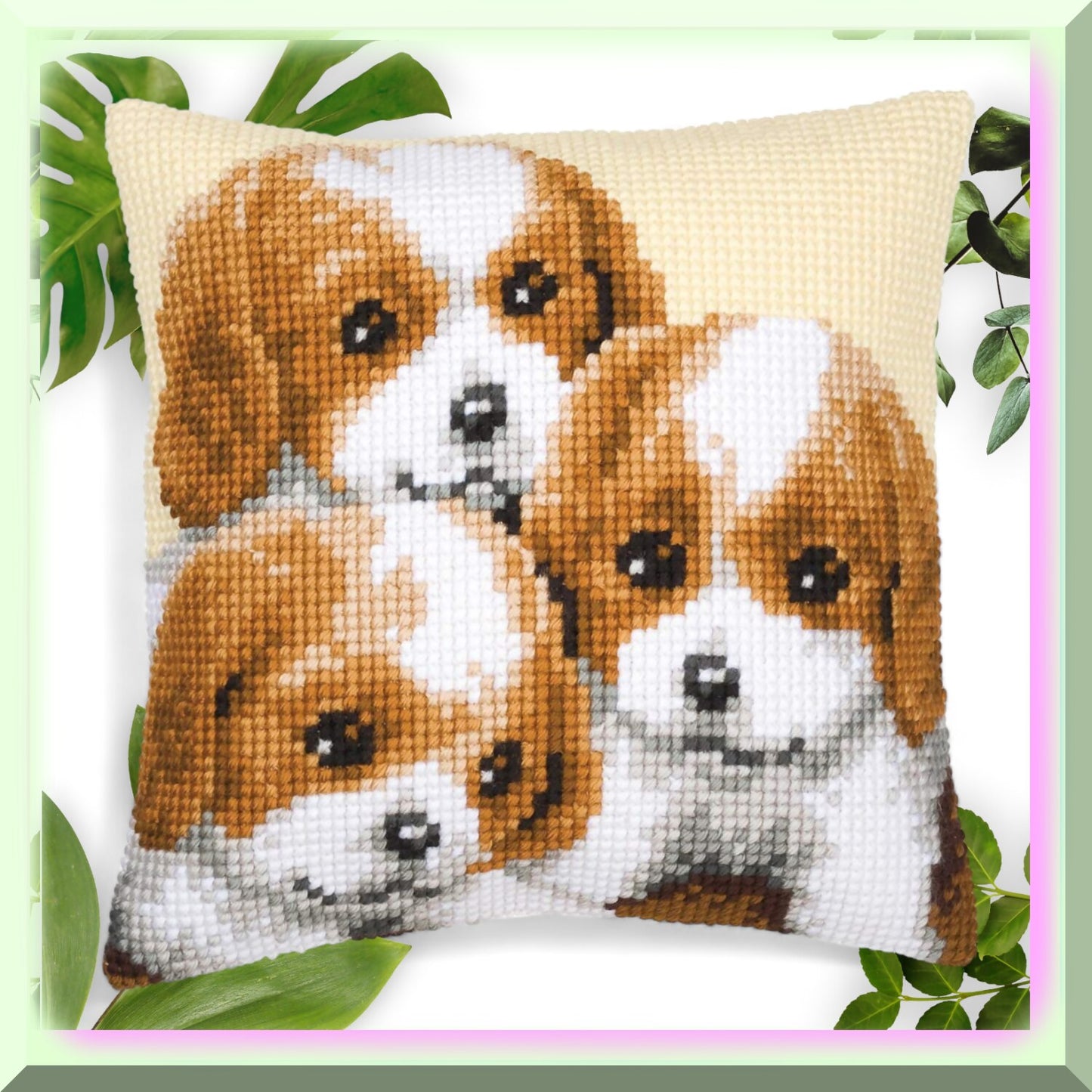 Puppy Cross Stitch Cushion Kit for Home Decor