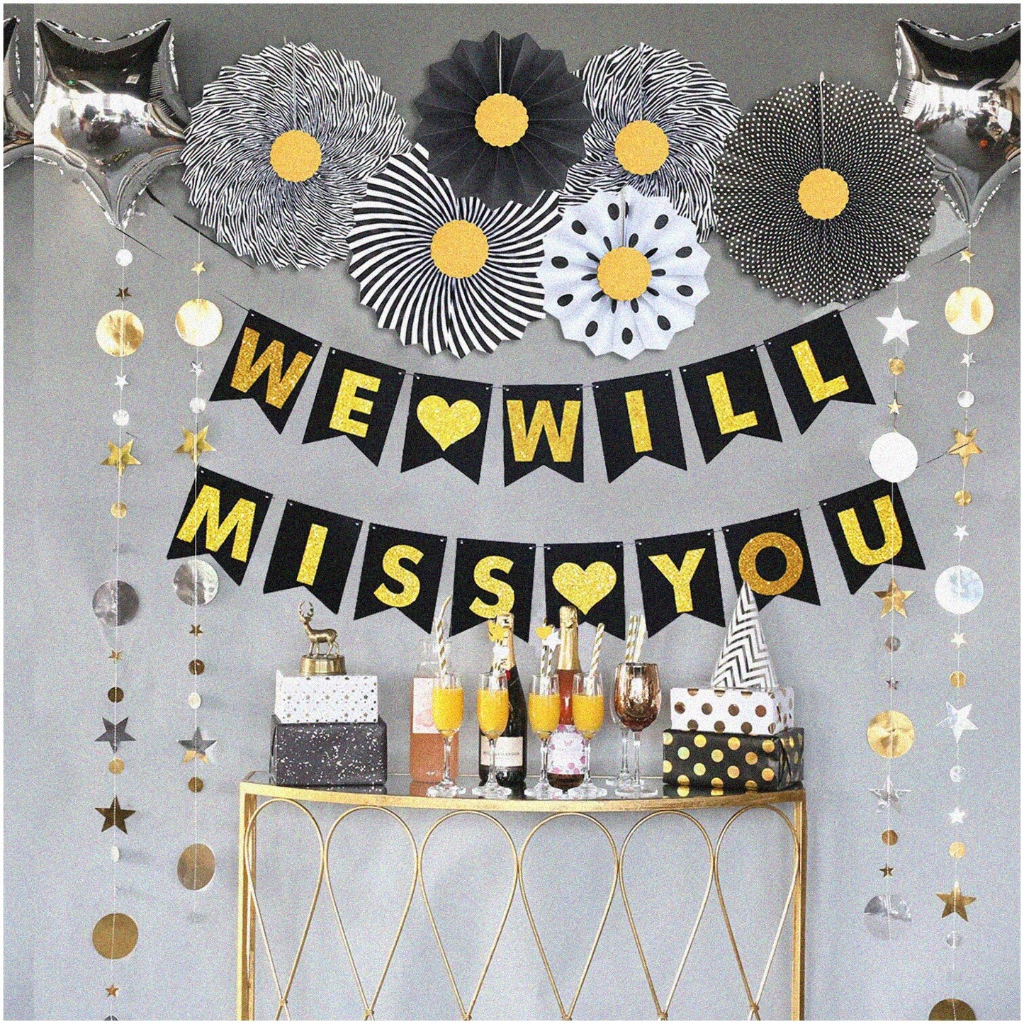 Farewell Decorations Kit with Banner, Fans, Balloons, Garland
