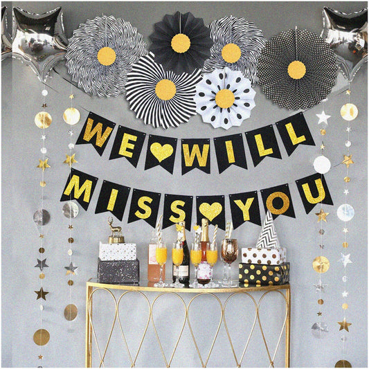 Farewell Decorations Kit with Banner, Fans, Balloons, Garland