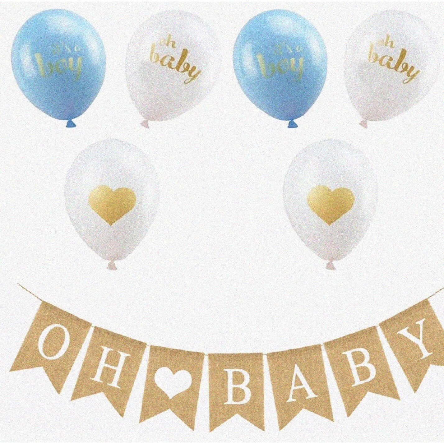 Baby Shower Celebration Kit with Balloons and Burlap Garland