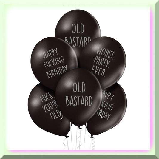 12 Black Offensive Birthday Balloons