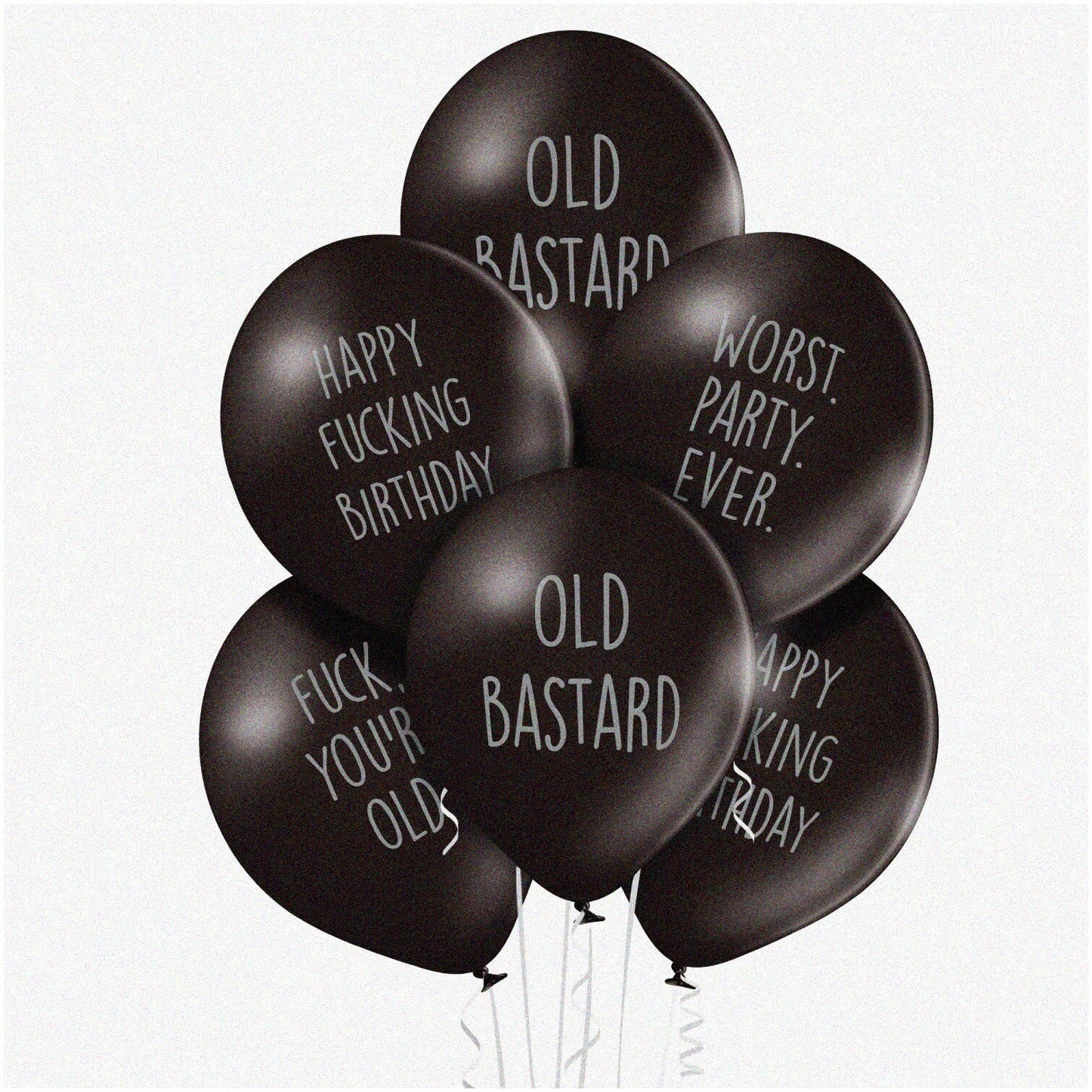12 Black Offensive Birthday Balloons