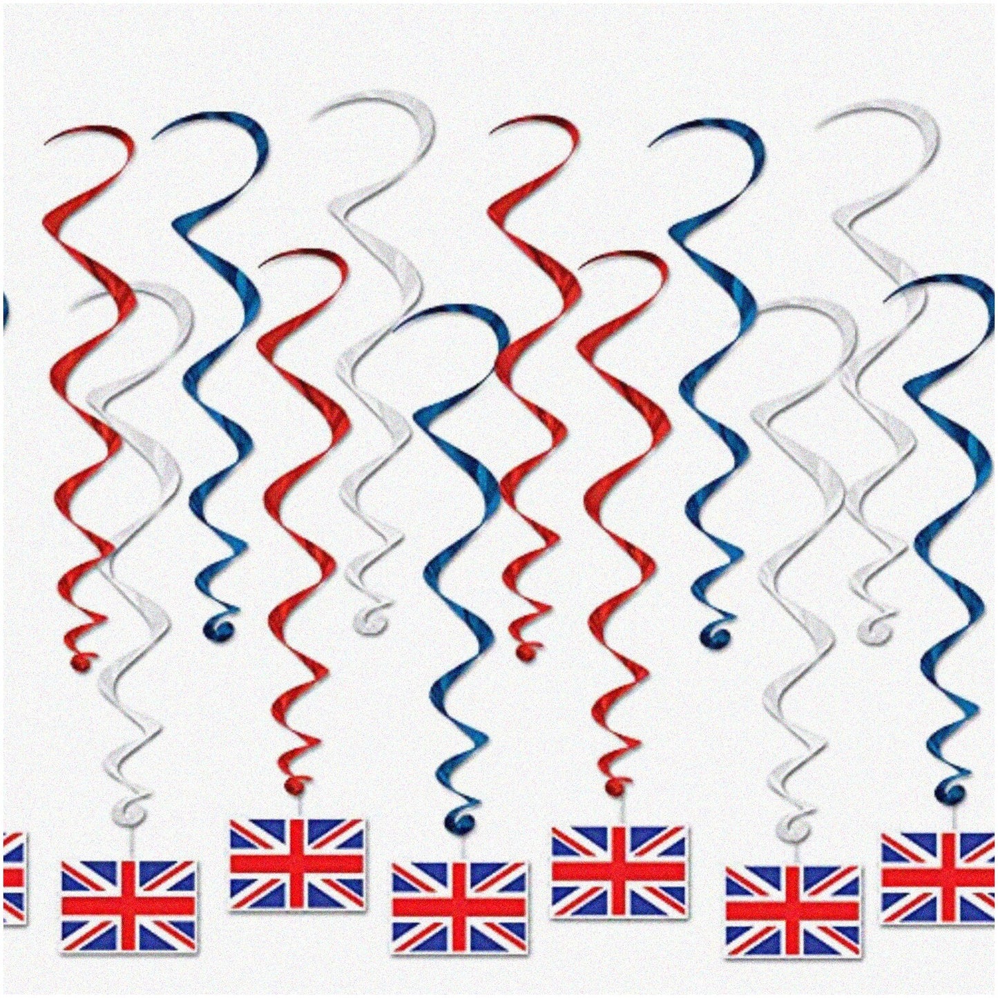 Union Jack Celebration Swirls Set of 12 Hanging Decorations