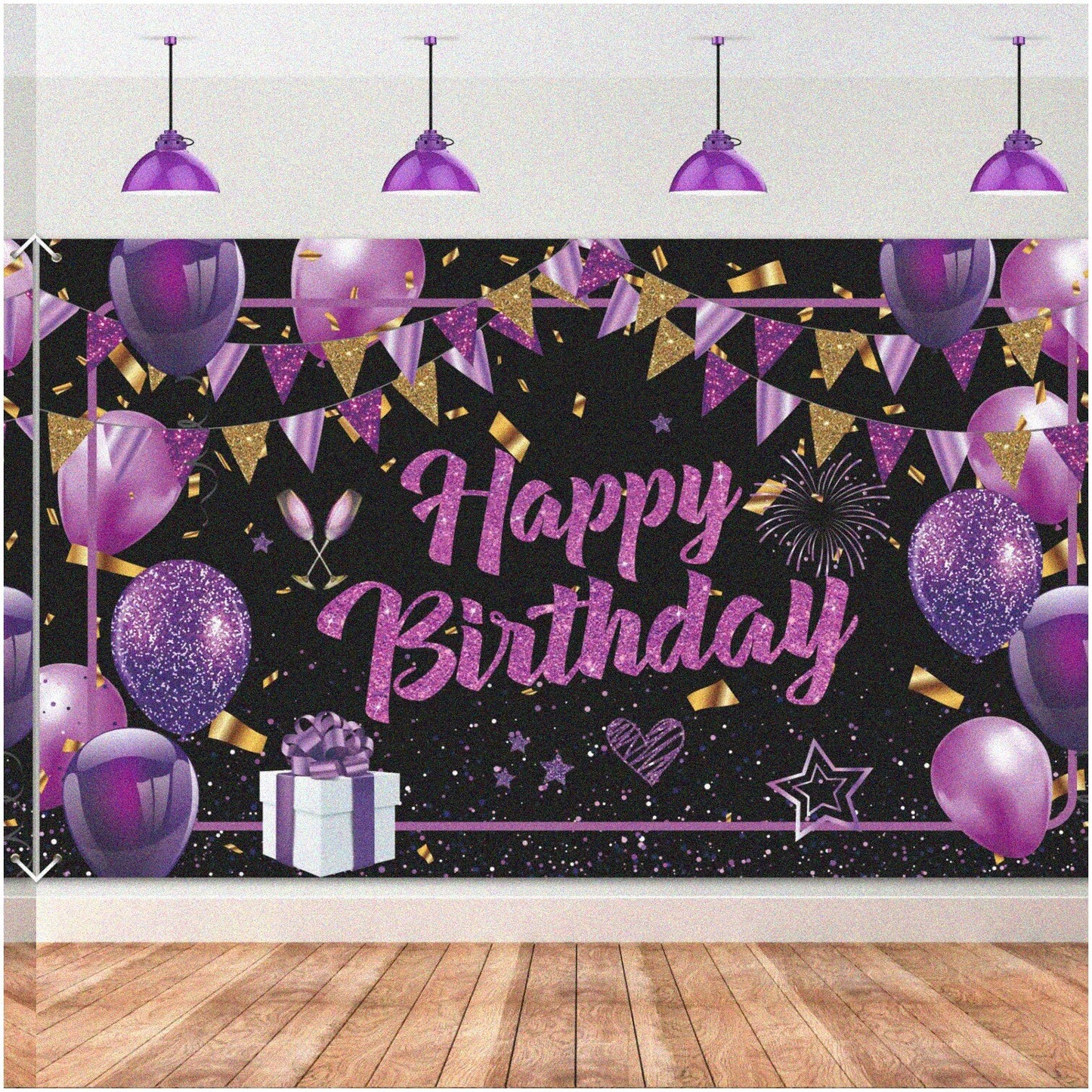 Purple Celebration Kit with Banner and Backdrop