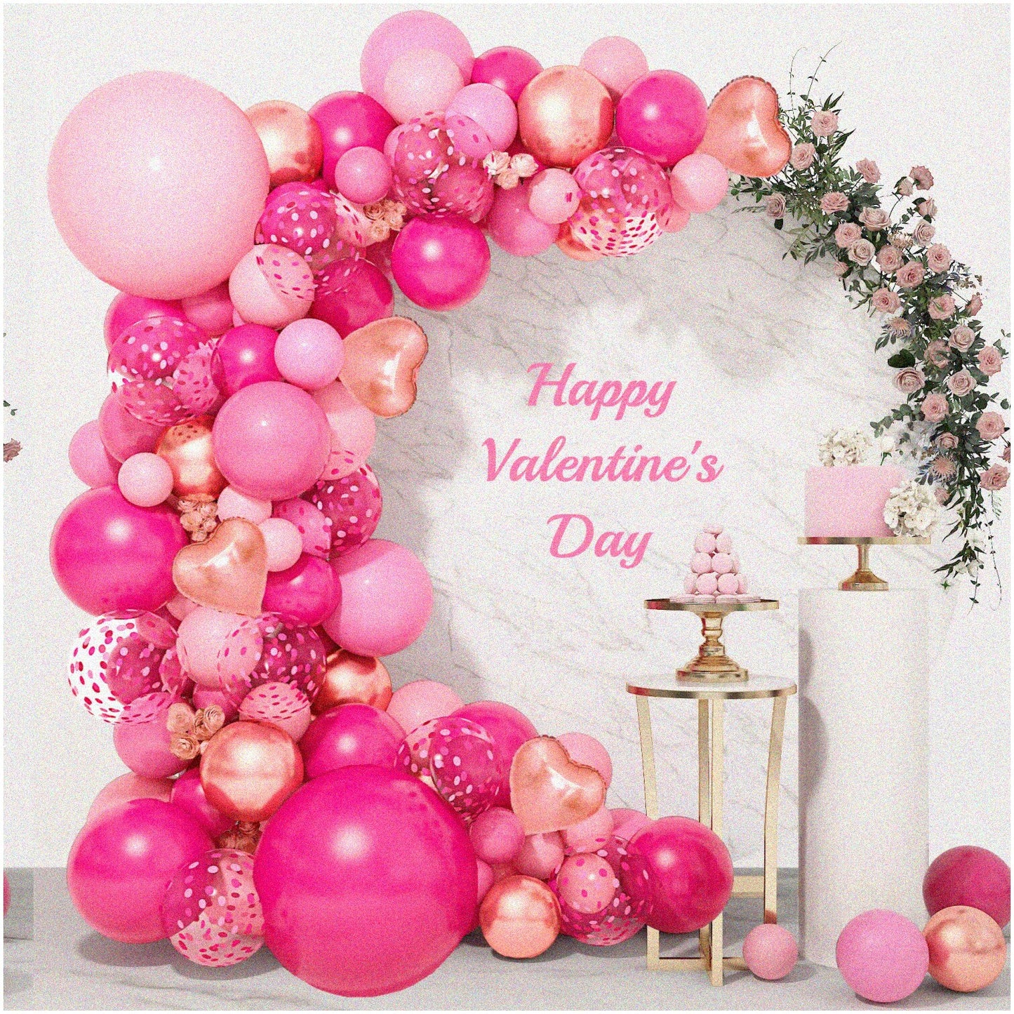 Valentine's Princess Balloon Garland Kit 162Pcs Pink Rose Gold