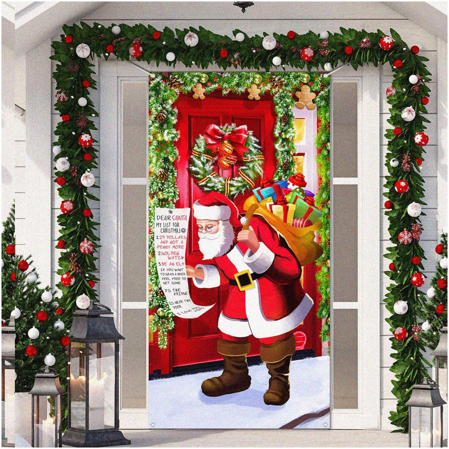 Festive Door Cover 70.9 x 35.4 Inches Christmas Decor