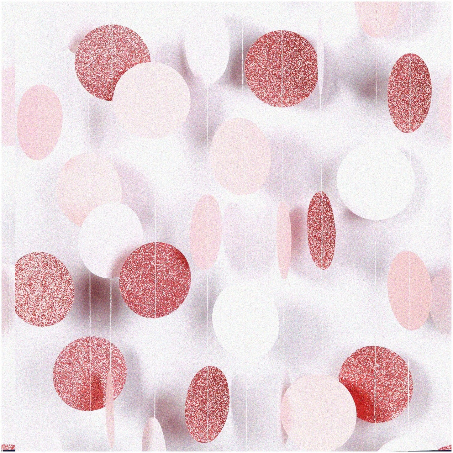 Pink White Rose-Gold Party Garland 52Ft Paper Decorations