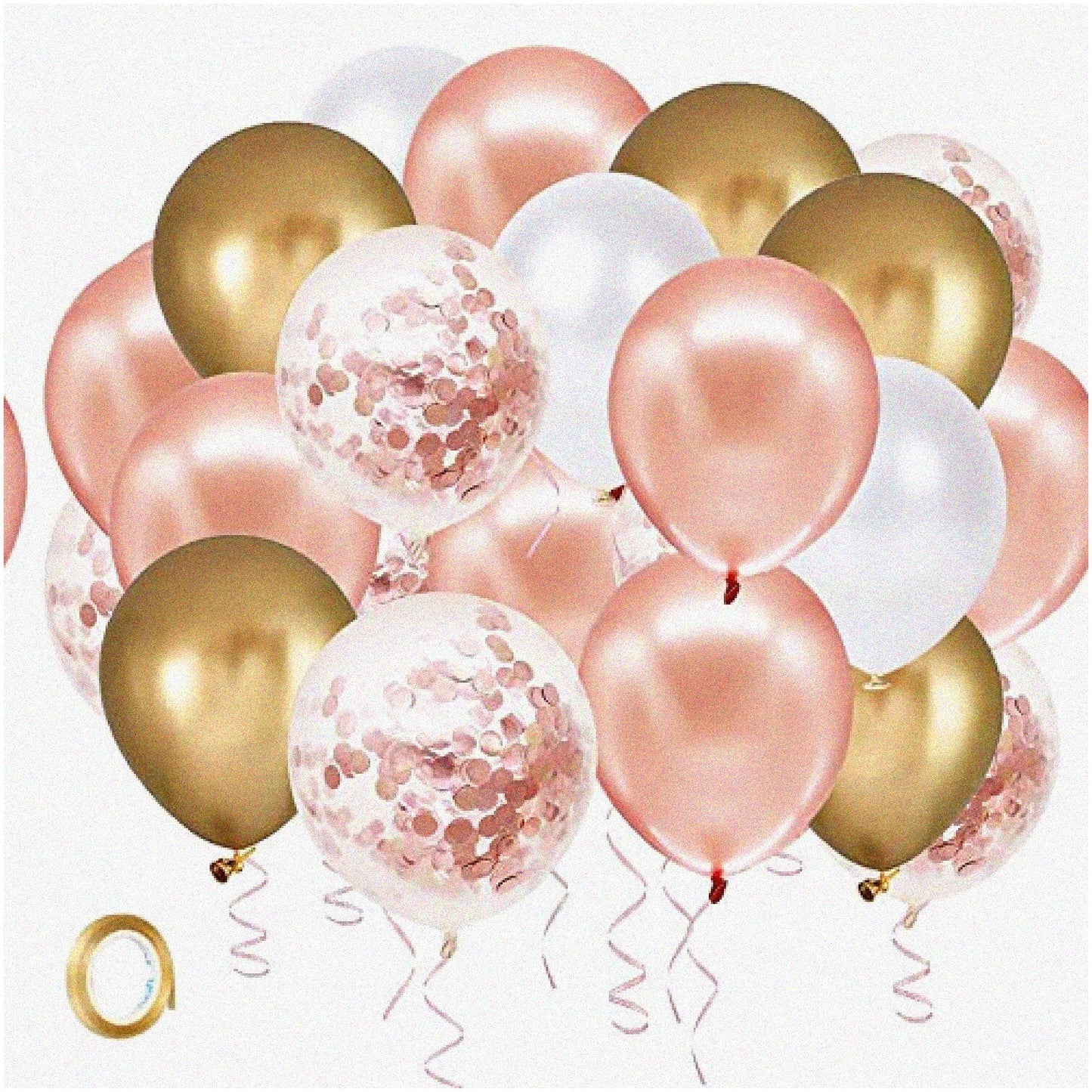 60 Rose Gold Confetti Latex Balloons Set