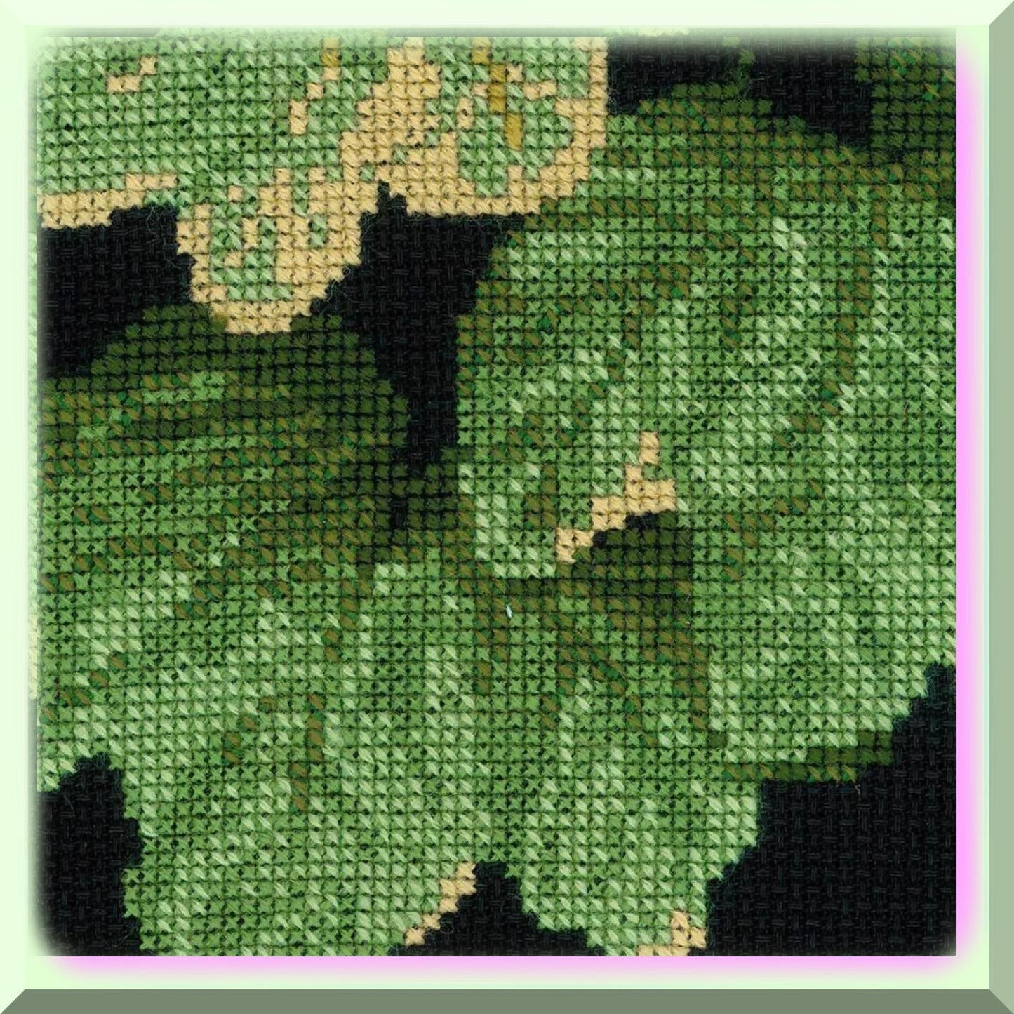 Cross Stitch Kit with Vibrant Colors and Black Aida Fabric