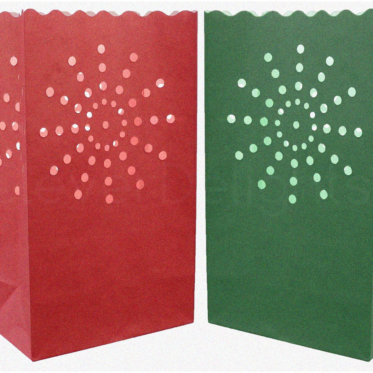 Festive Glow Luminary Bags 50 Count Red Green Sunburst