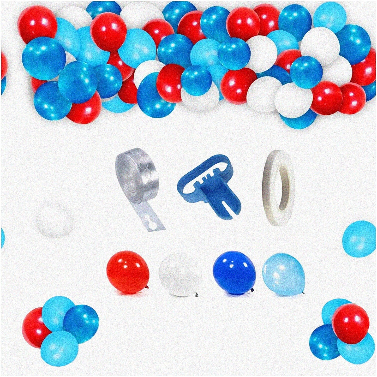 Balloon Garland Kit with 25 Balloons, Blue, Red, White