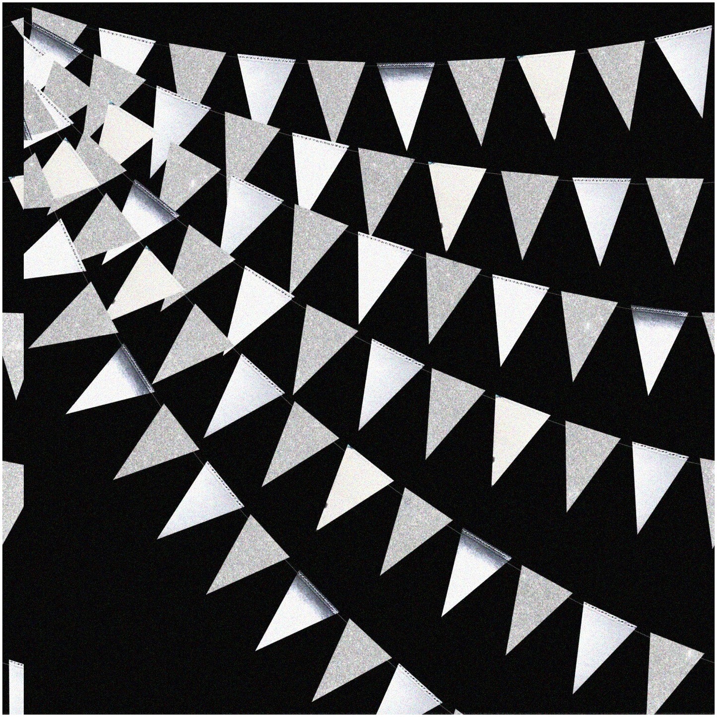 Silver Glitter Triangle Banner Set for Events, 9m, 78 Flags