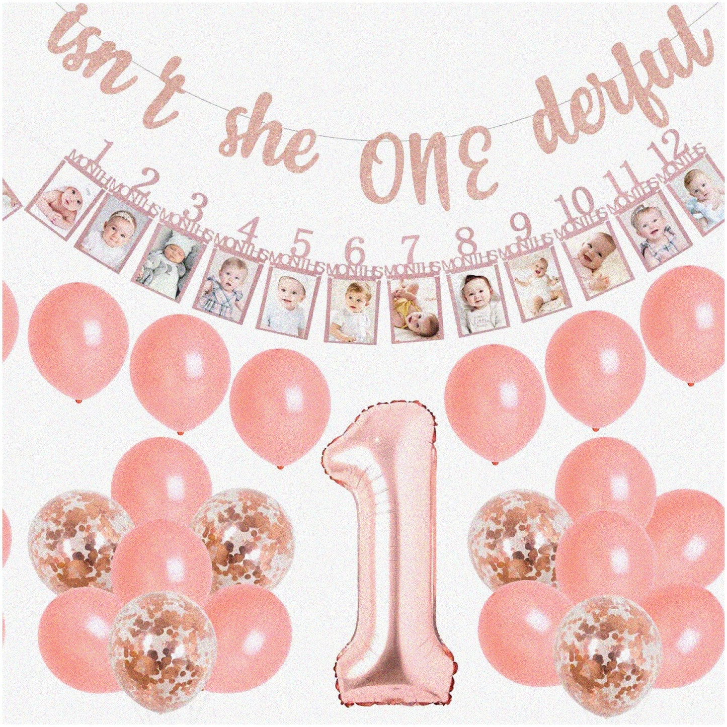 Onederful Rose Gold 1st Birthday Decor Set