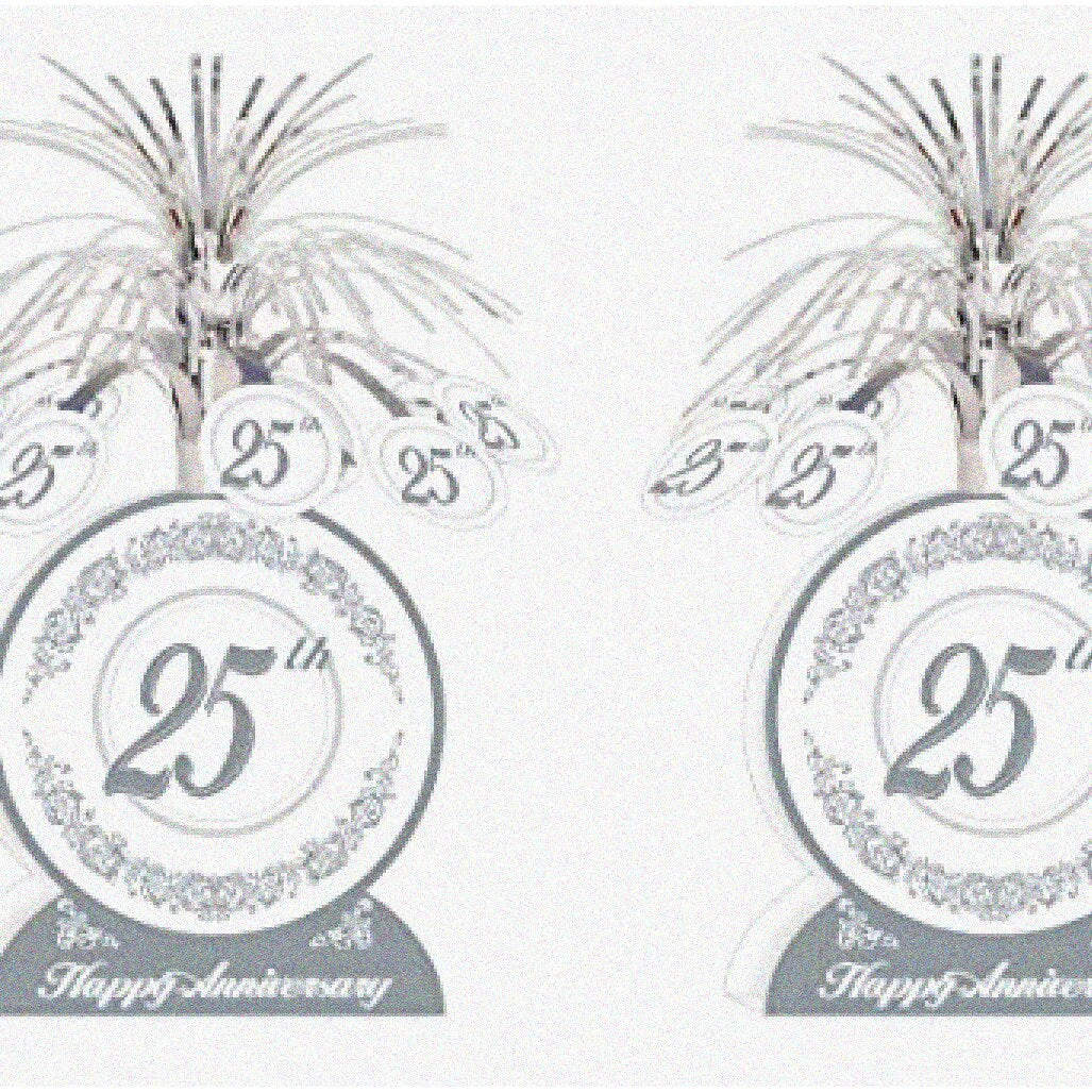 Silver 25th Anniversary Centerpieces Set of 2, 13"