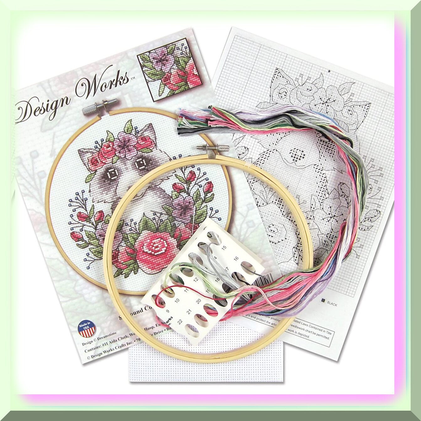 Cross Stitch Kit with Aida Cloth and Embroidery Floss