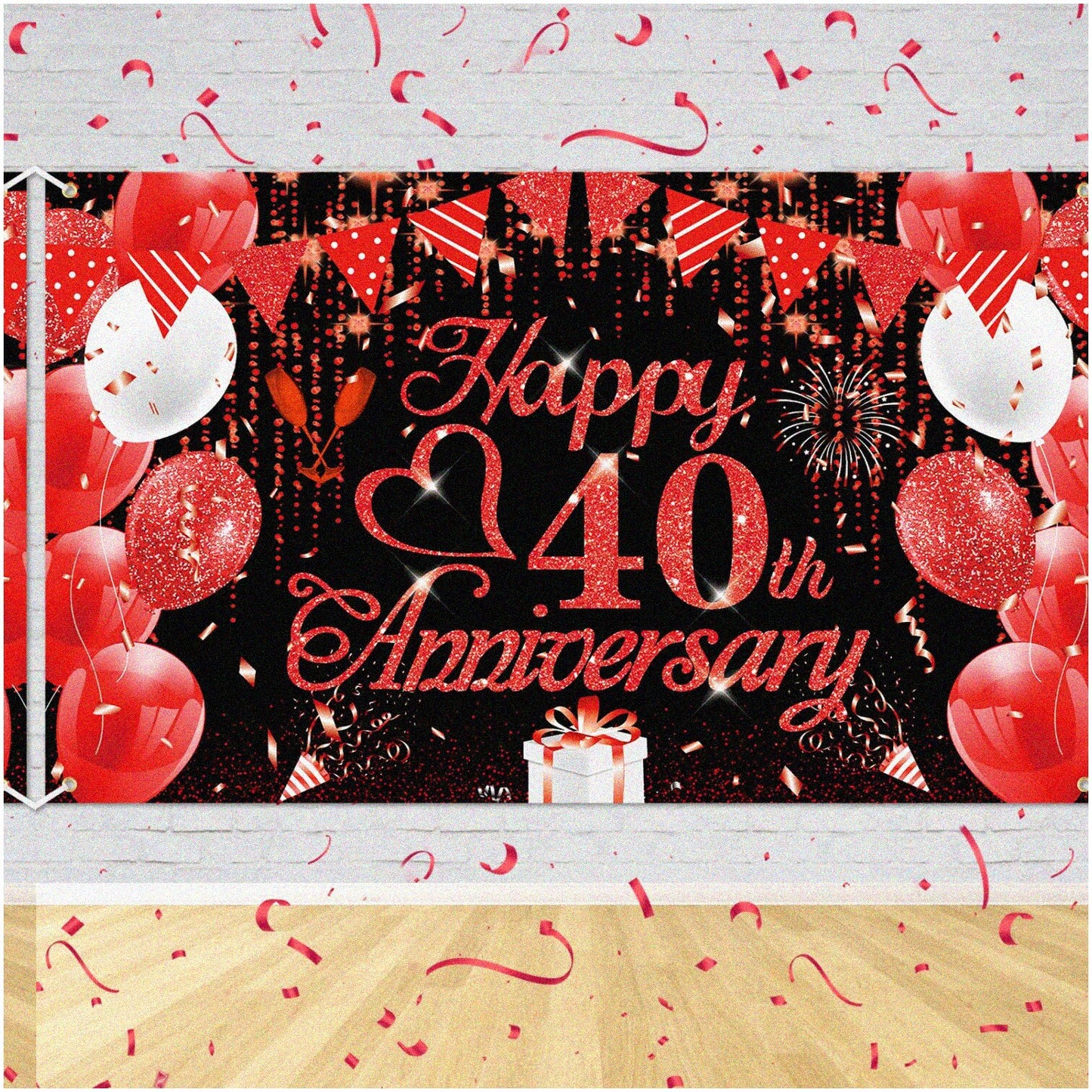 40th Anniversary Celebration Kit Red & Black Decorations
