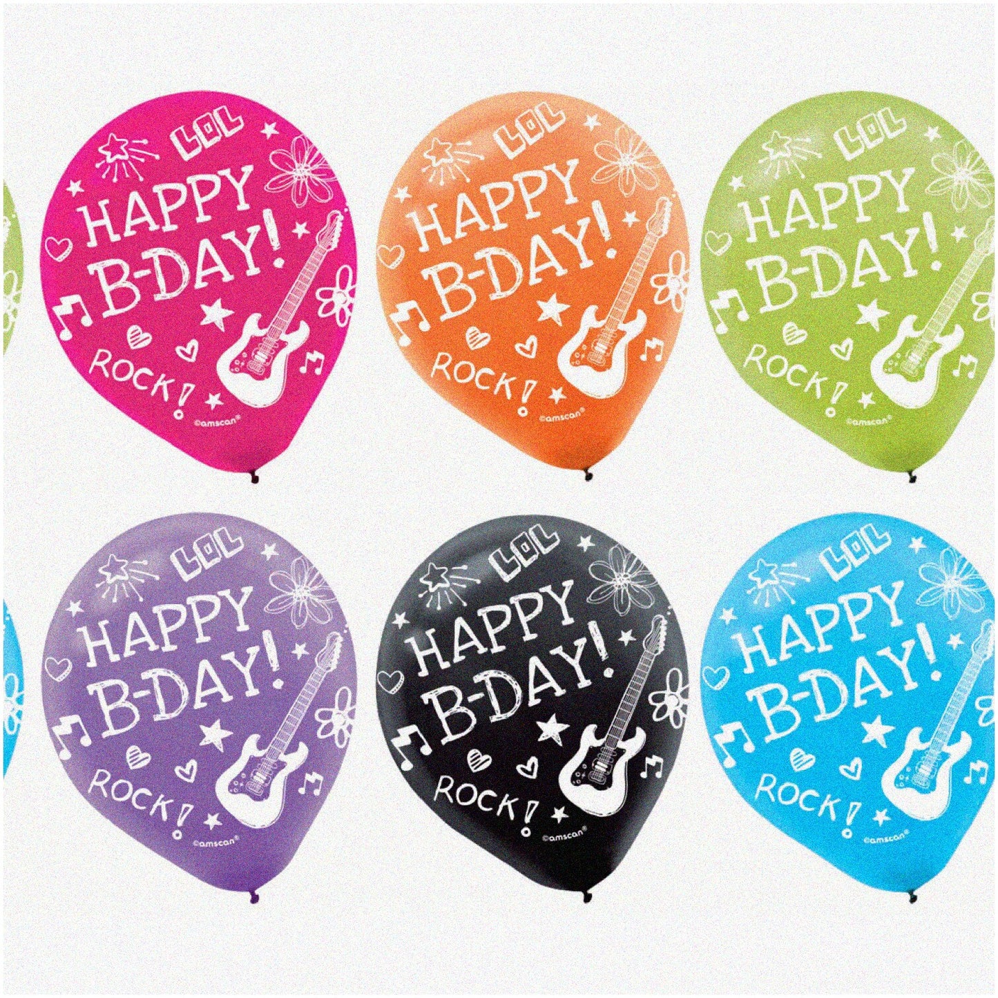 Neon Doodle Party Balloons 6 Pack 12" Latex Decorations