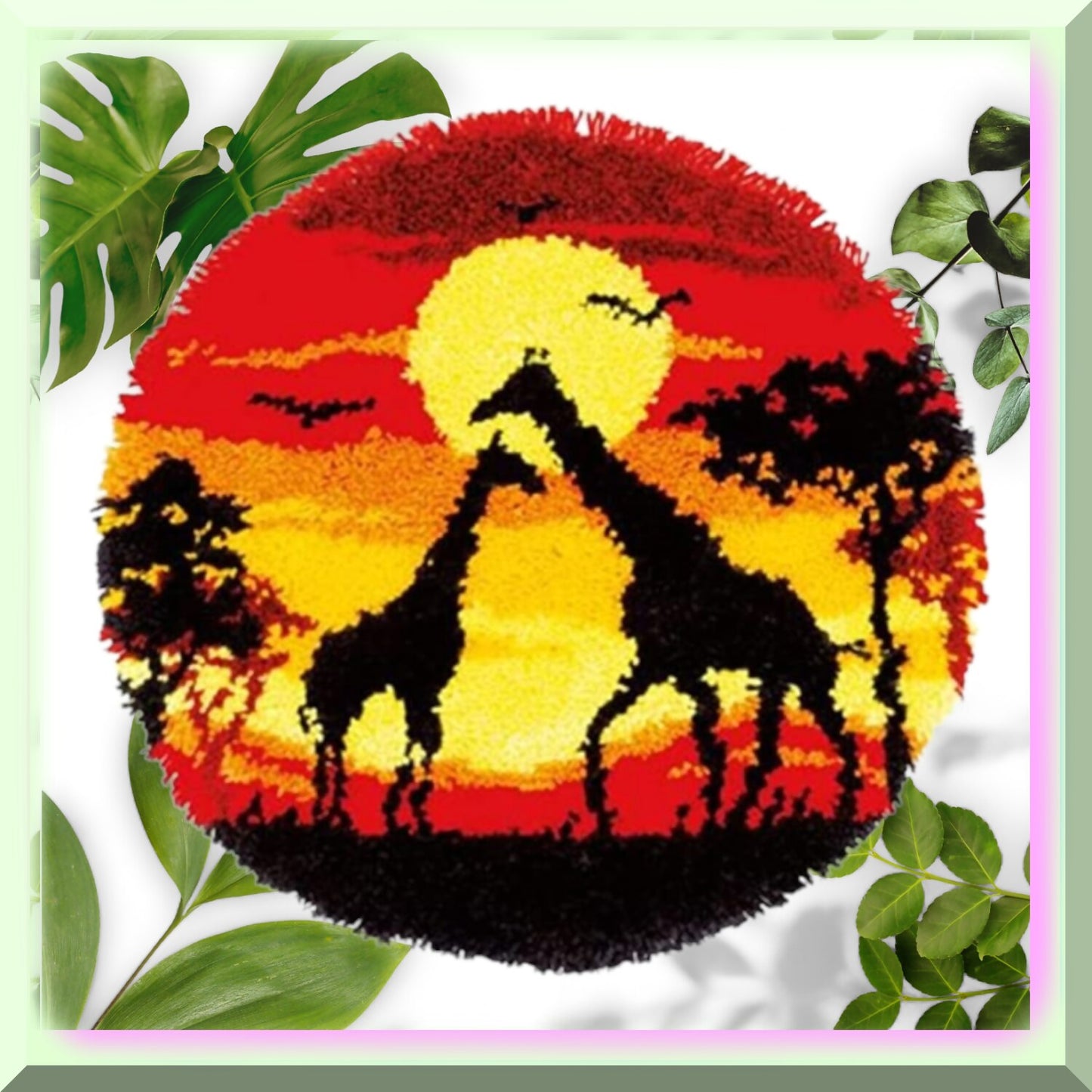 Sunset Safari Giraffe Rug Kit for DIY Crochet and Embroidery