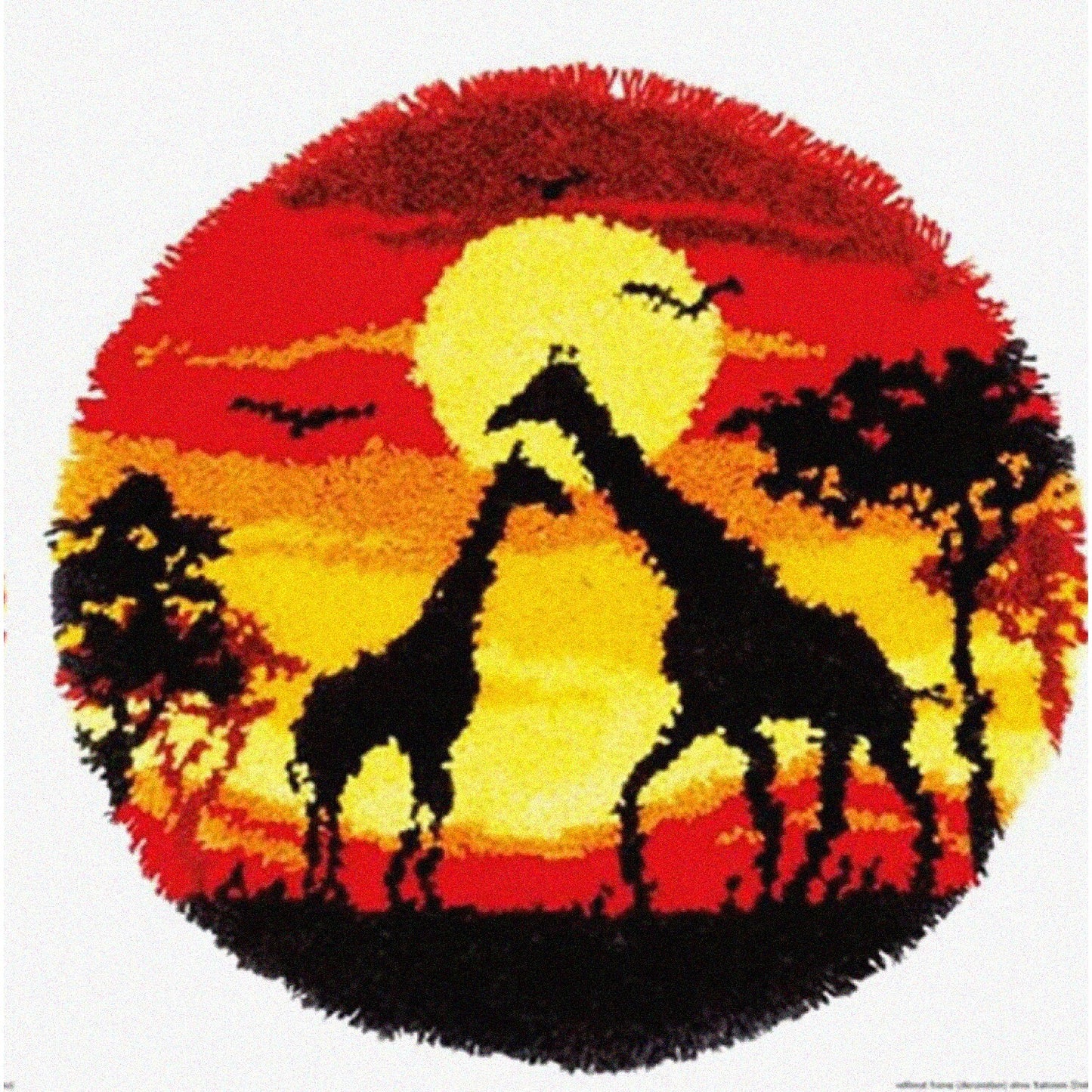 Sunset Safari Giraffe Rug Kit for DIY Crochet and Embroidery