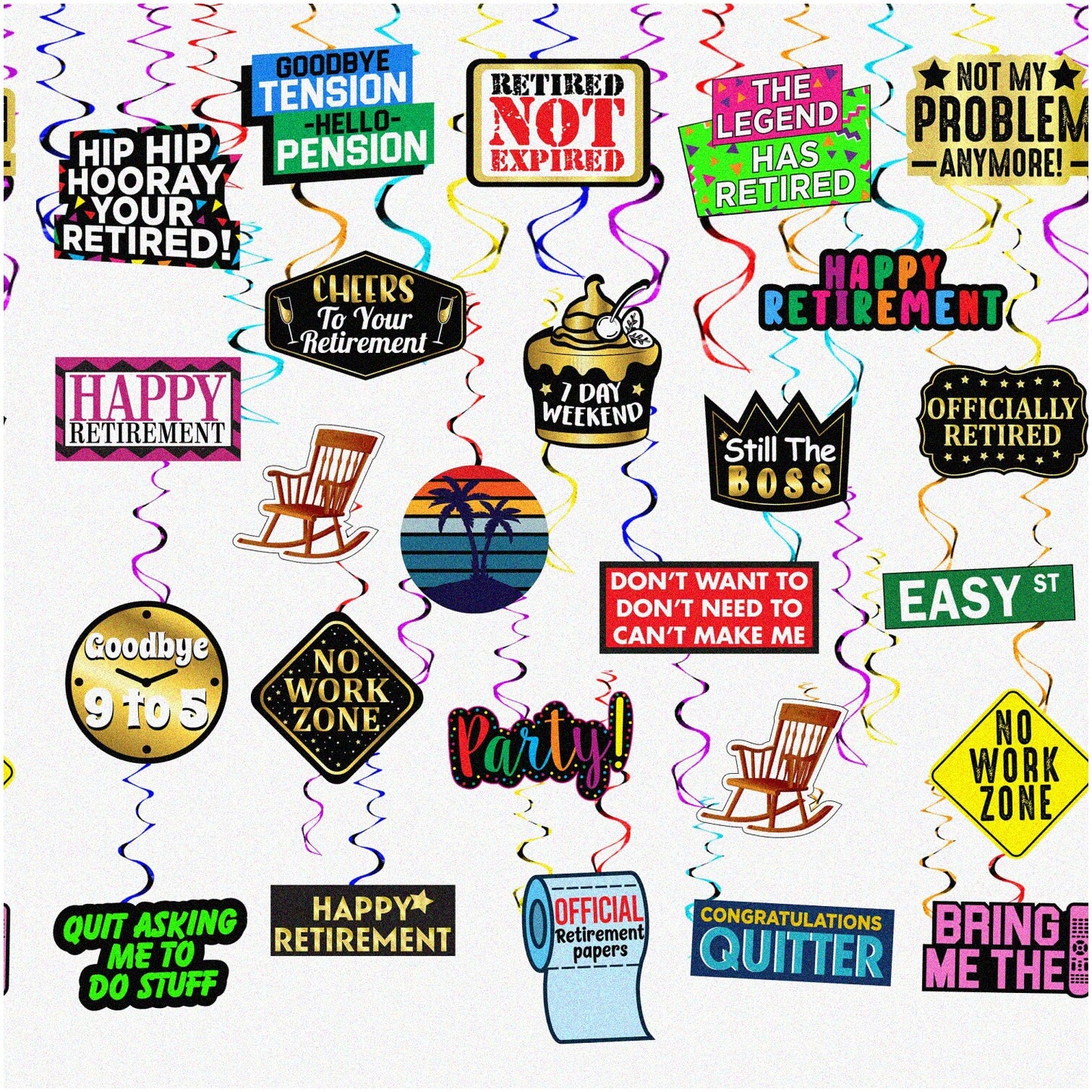 Retirement Party Hanging Swirls 25-Piece Set