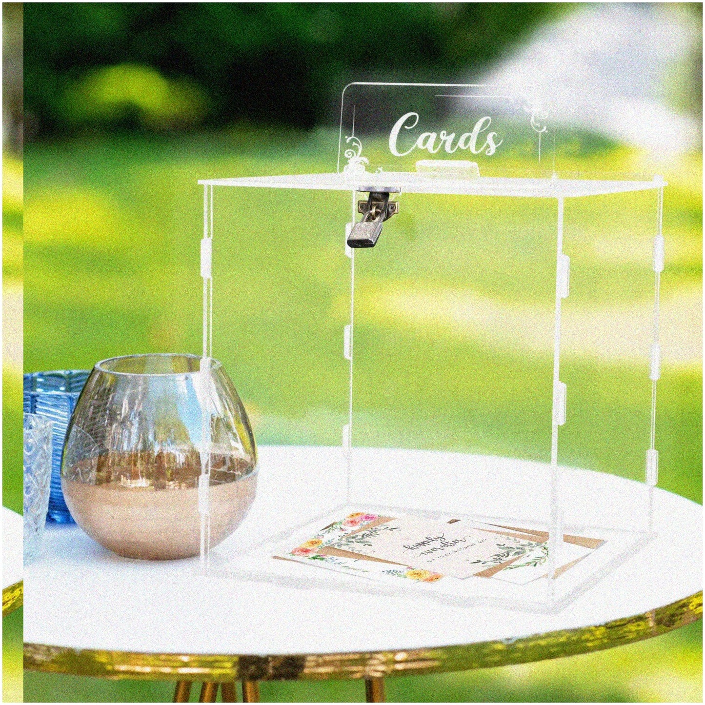 Lockable Clear Acrylic Card and Money Box 10x10 Inch