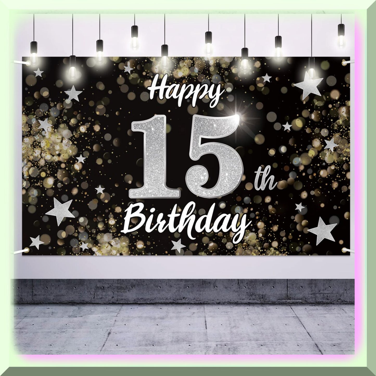 15th Birthday Celebration Kit Black Silver Decorations