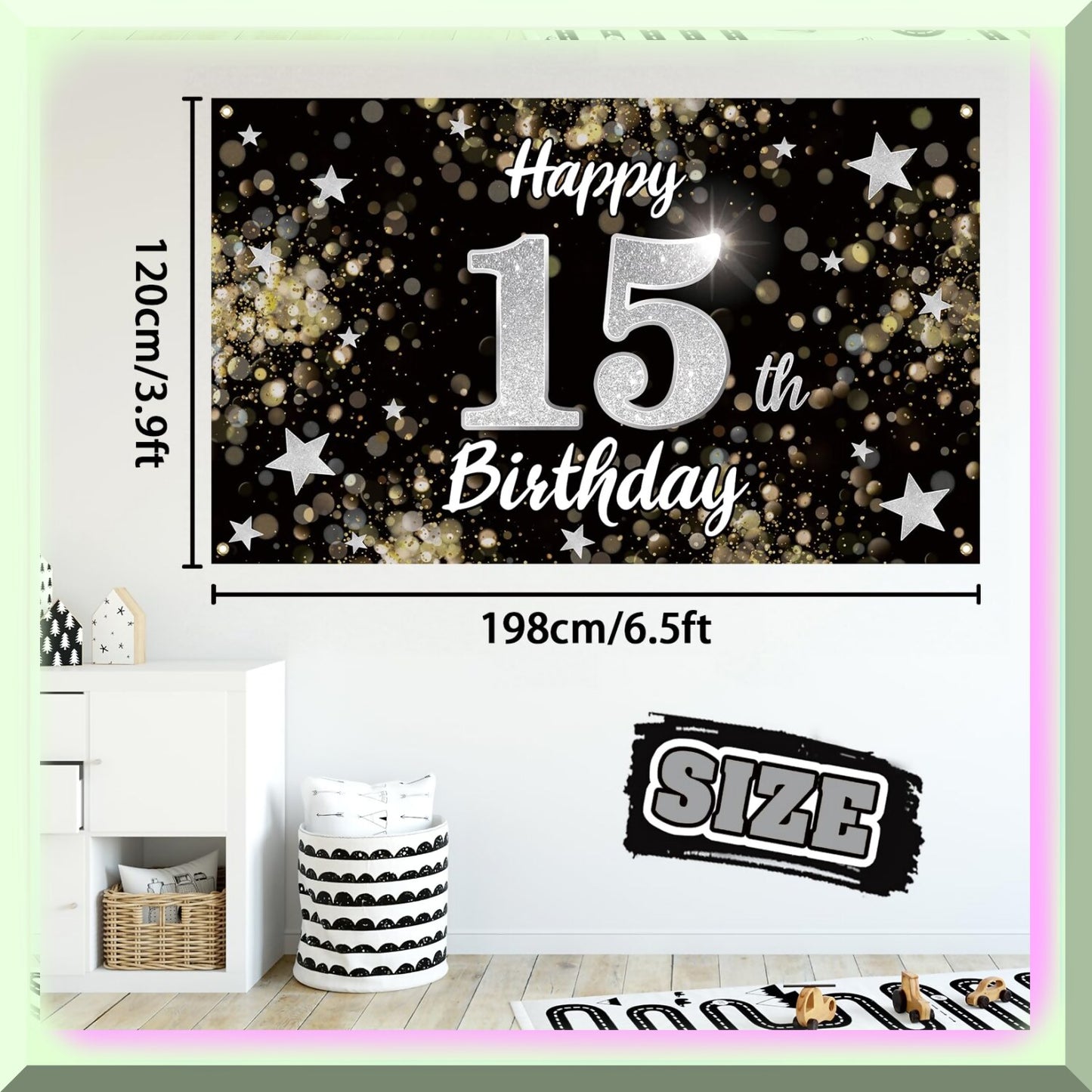 15th Birthday Celebration Kit Black Silver Decorations