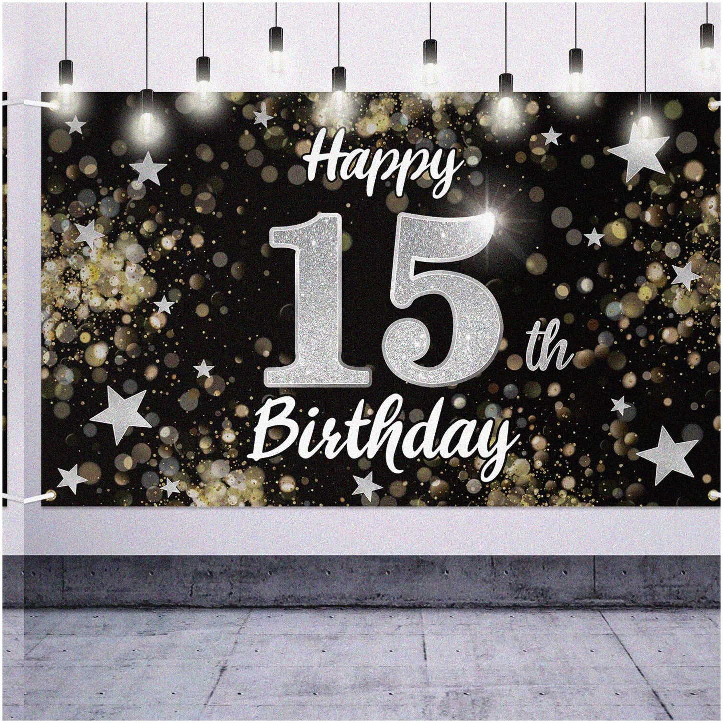 15th Birthday Celebration Kit Black Silver Decorations