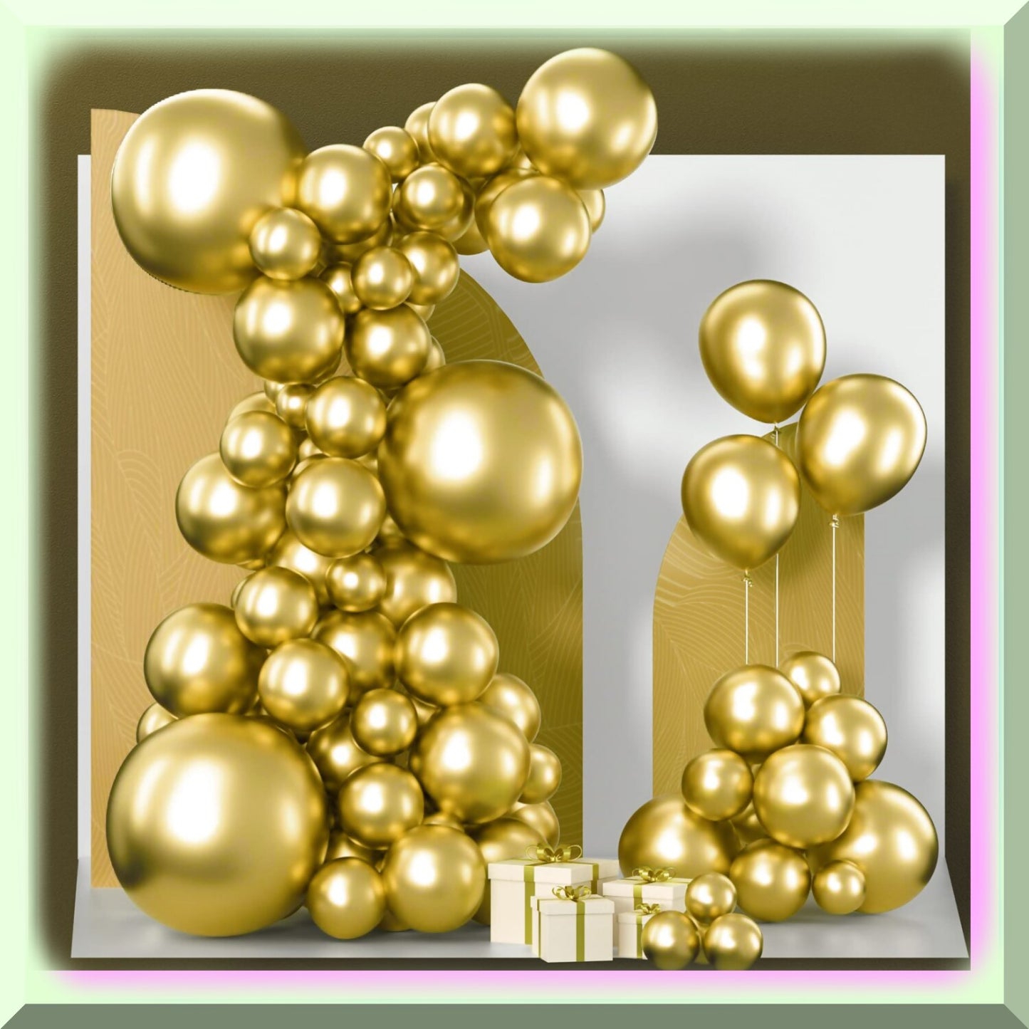 100-Piece Assorted Gold Metallic Balloons Set