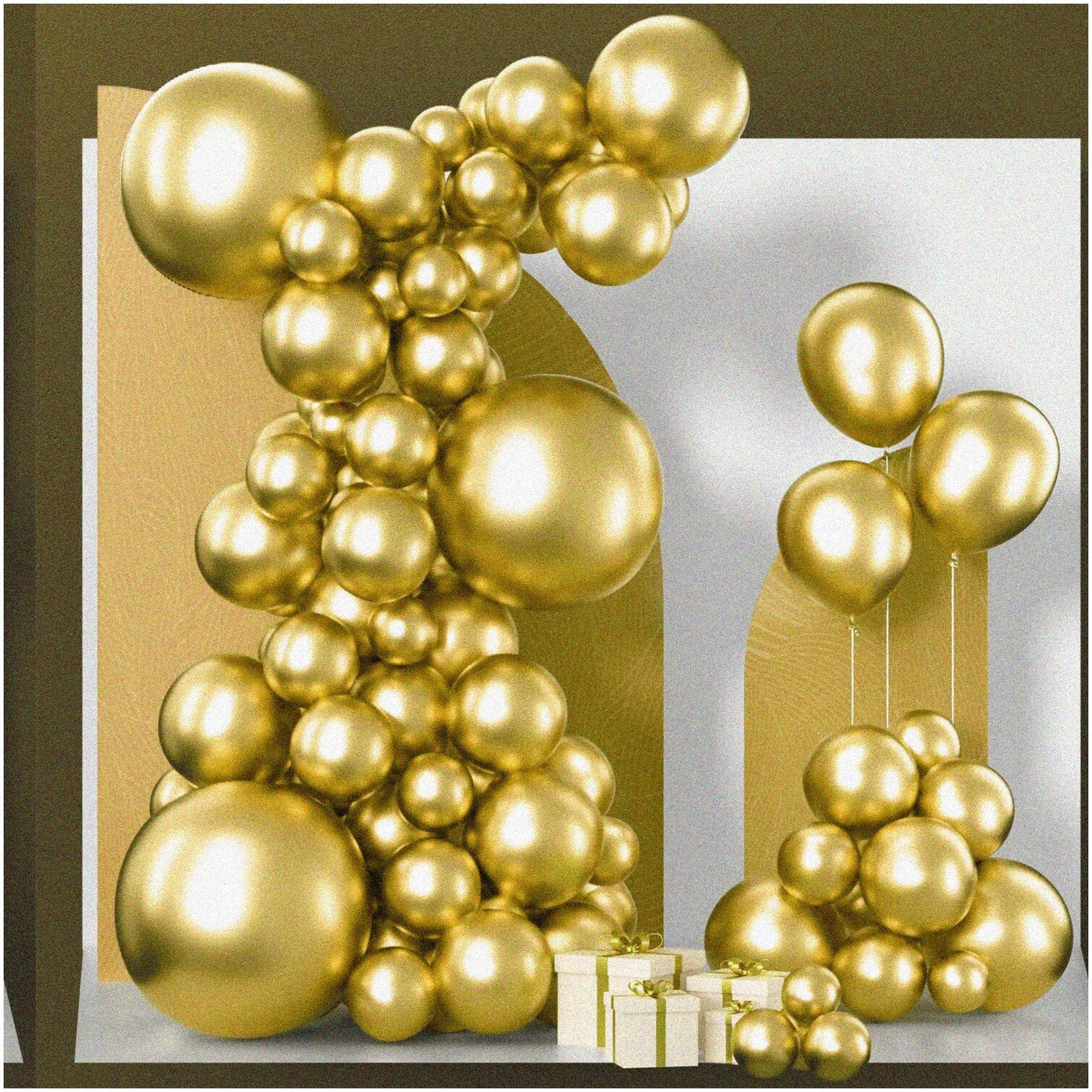 100-Piece Assorted Gold Metallic Balloons Set