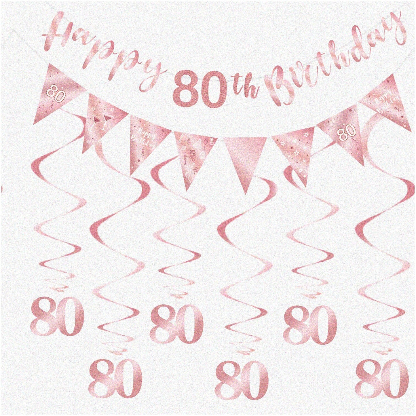 Rose Gold 100th Birthday Swirl Decorations, 10 Pack