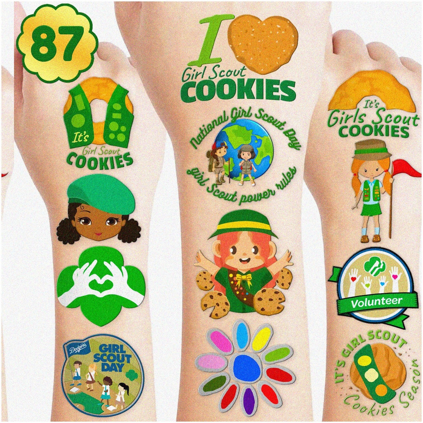 87PCS Little Girl Cub Scout Cookies Temporary Stickers