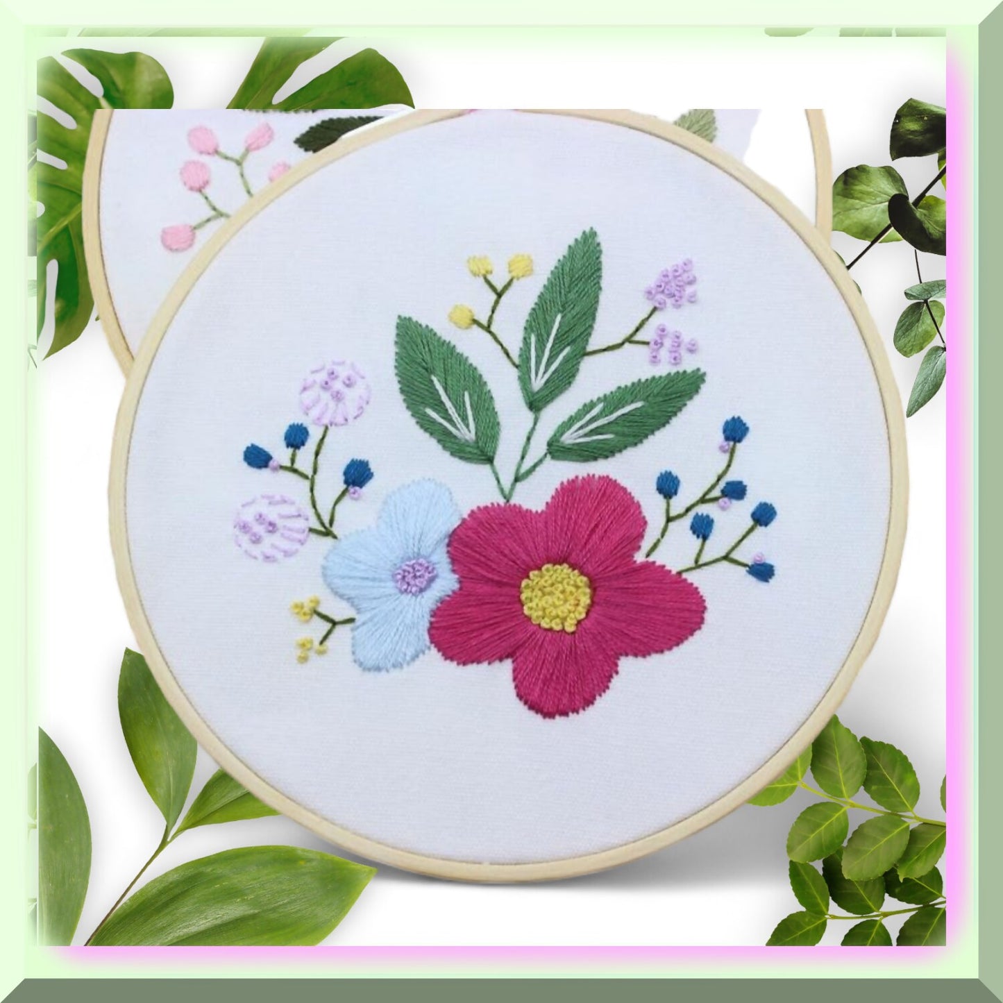 Embroidery Kit for Beginners with Floral Design