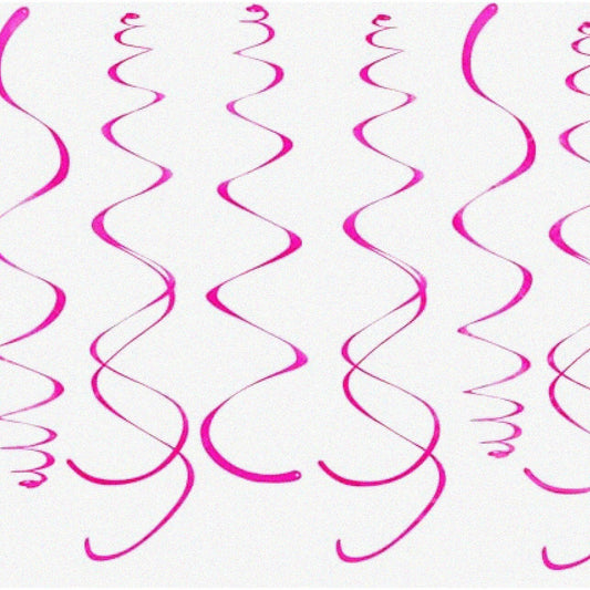 Hot Pink Party Swirls Set of 36 Hanging Decorations