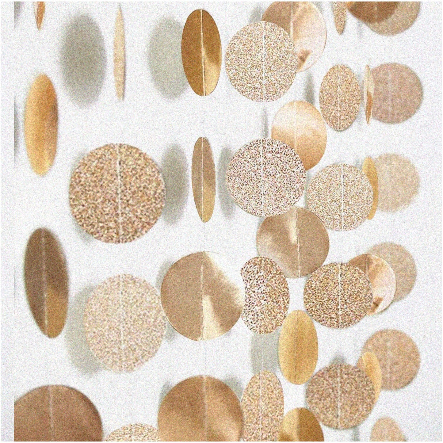 Champagne Gold Circle Dot Garland & Streamer Backdrop Decor Set