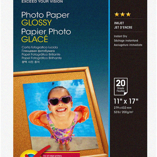 Glossy Photo Paper 11x17 Pack of 20 Sheets White