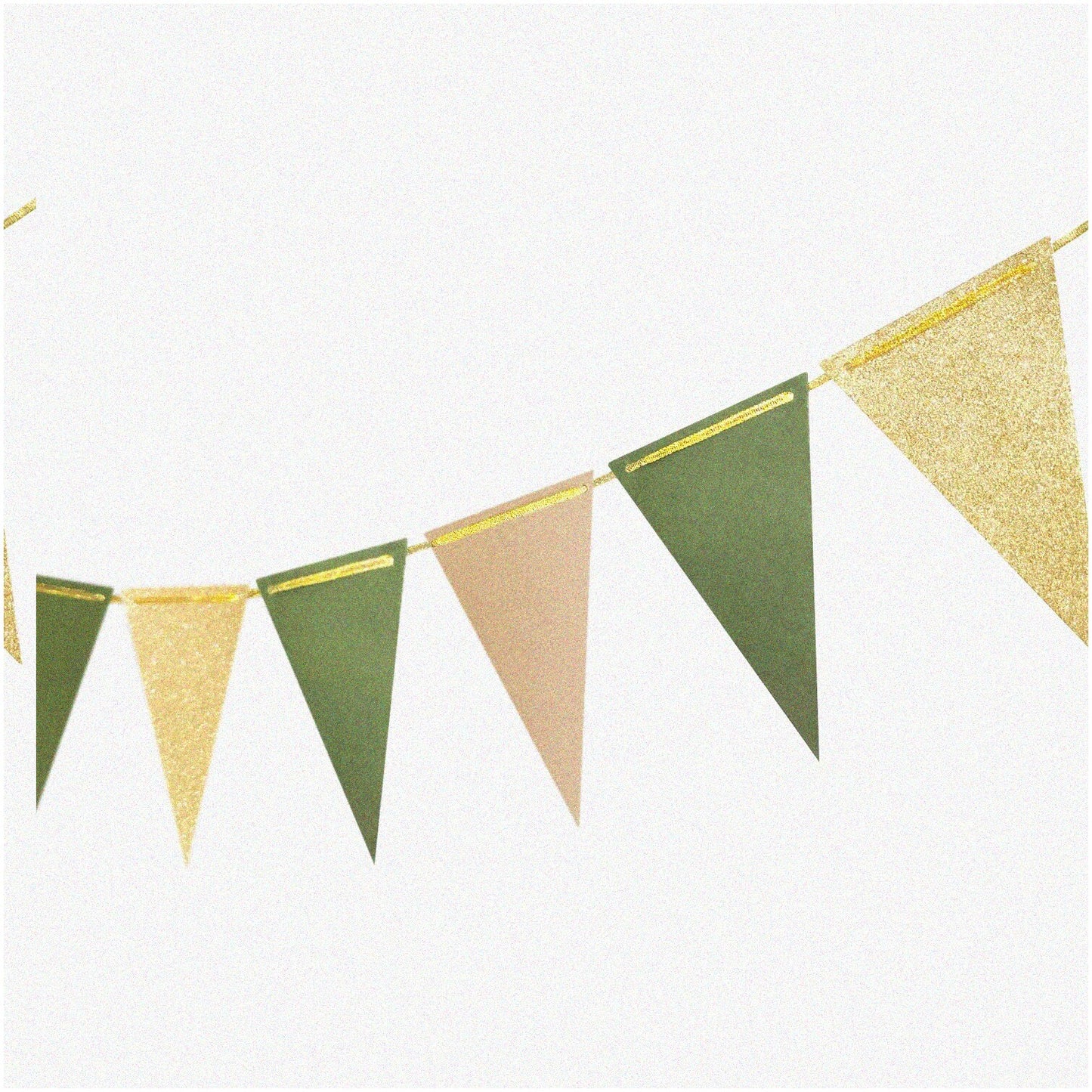 Golden Green Glitter Triangle Banner 15pcs